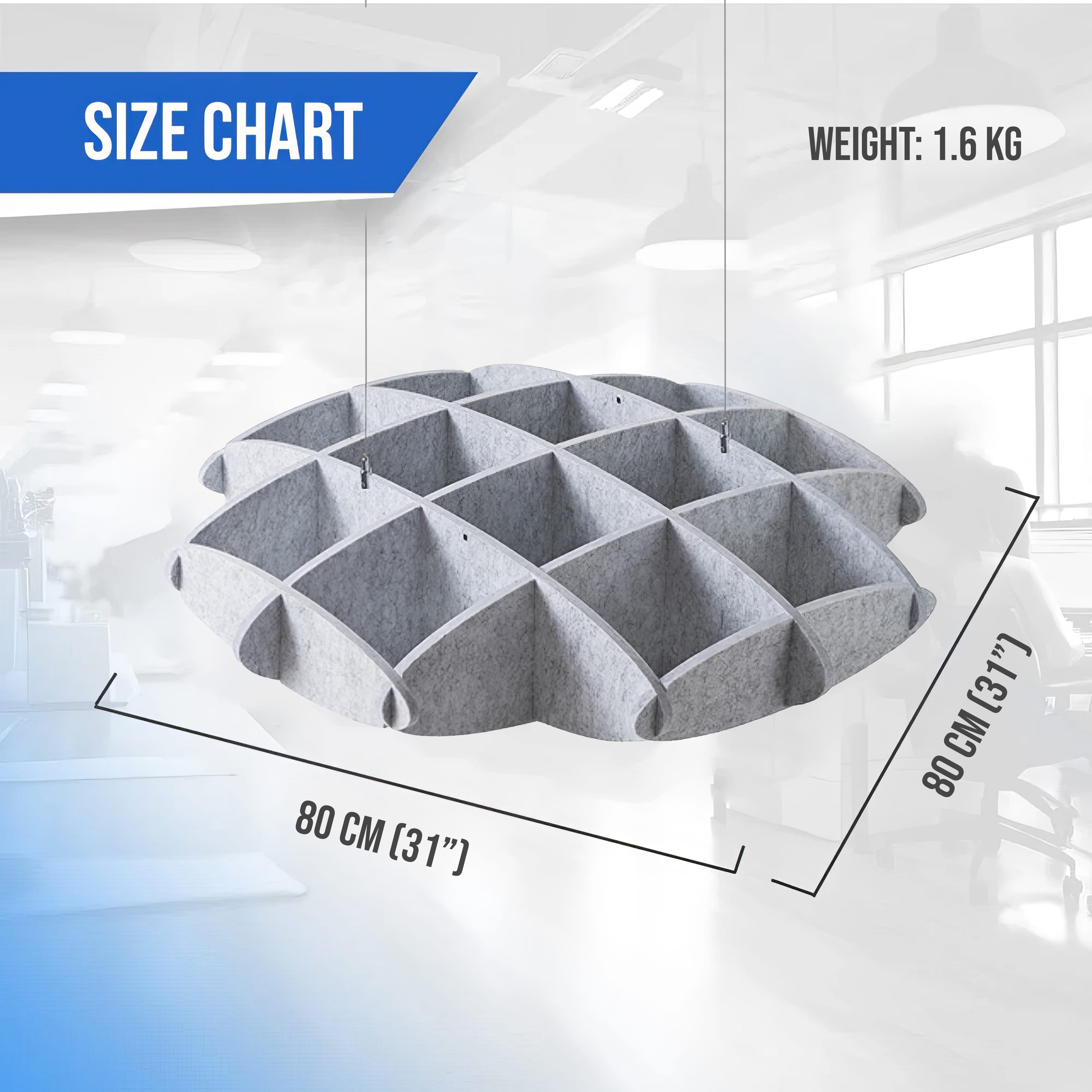 silexofy EchoArt Elegant Sound Absorbers Hanging Ceiling Panels Gray - KK1458