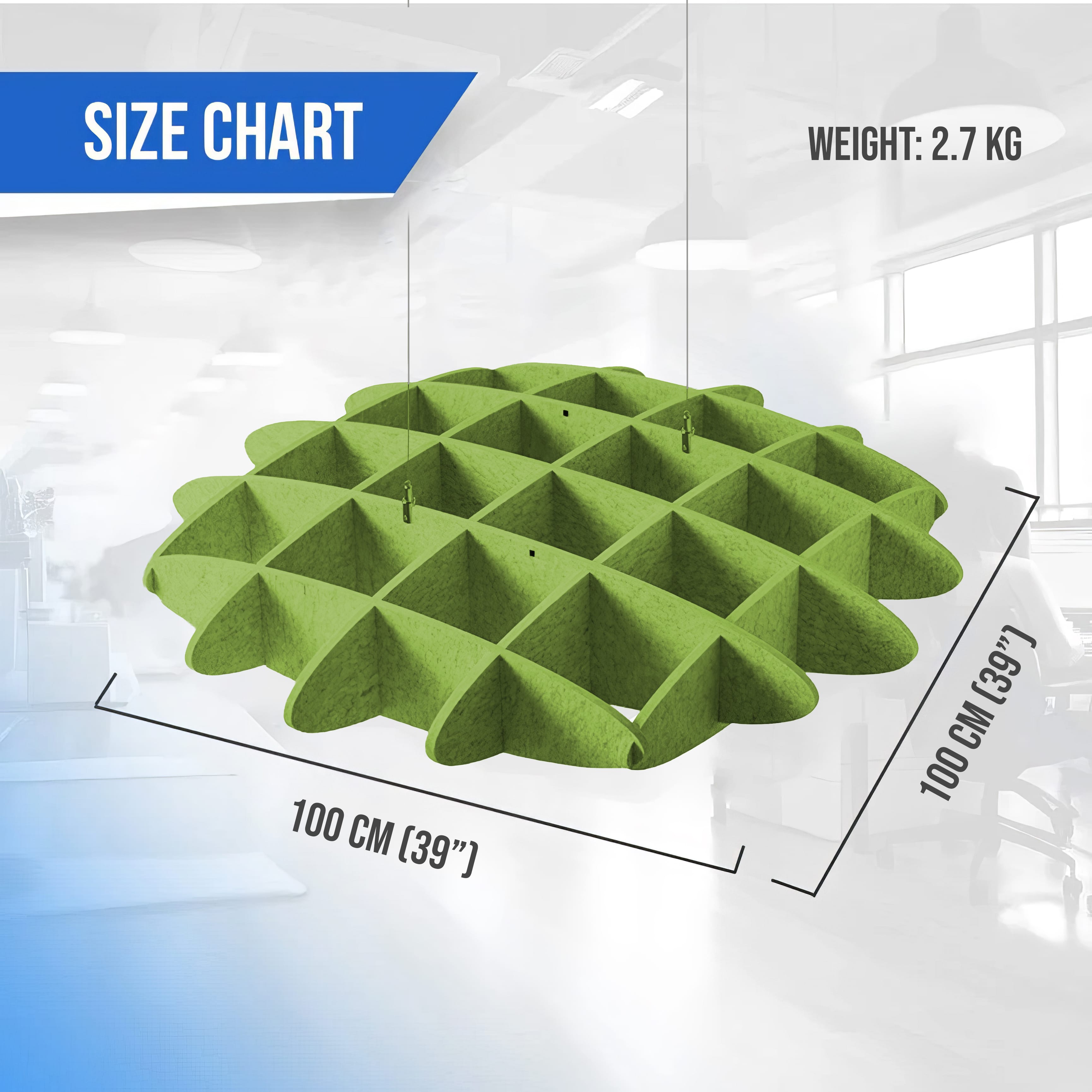 silexofy EchoArt Elegant Sound Absorbers Hanging Ceiling Panels Green cm - KK1461
