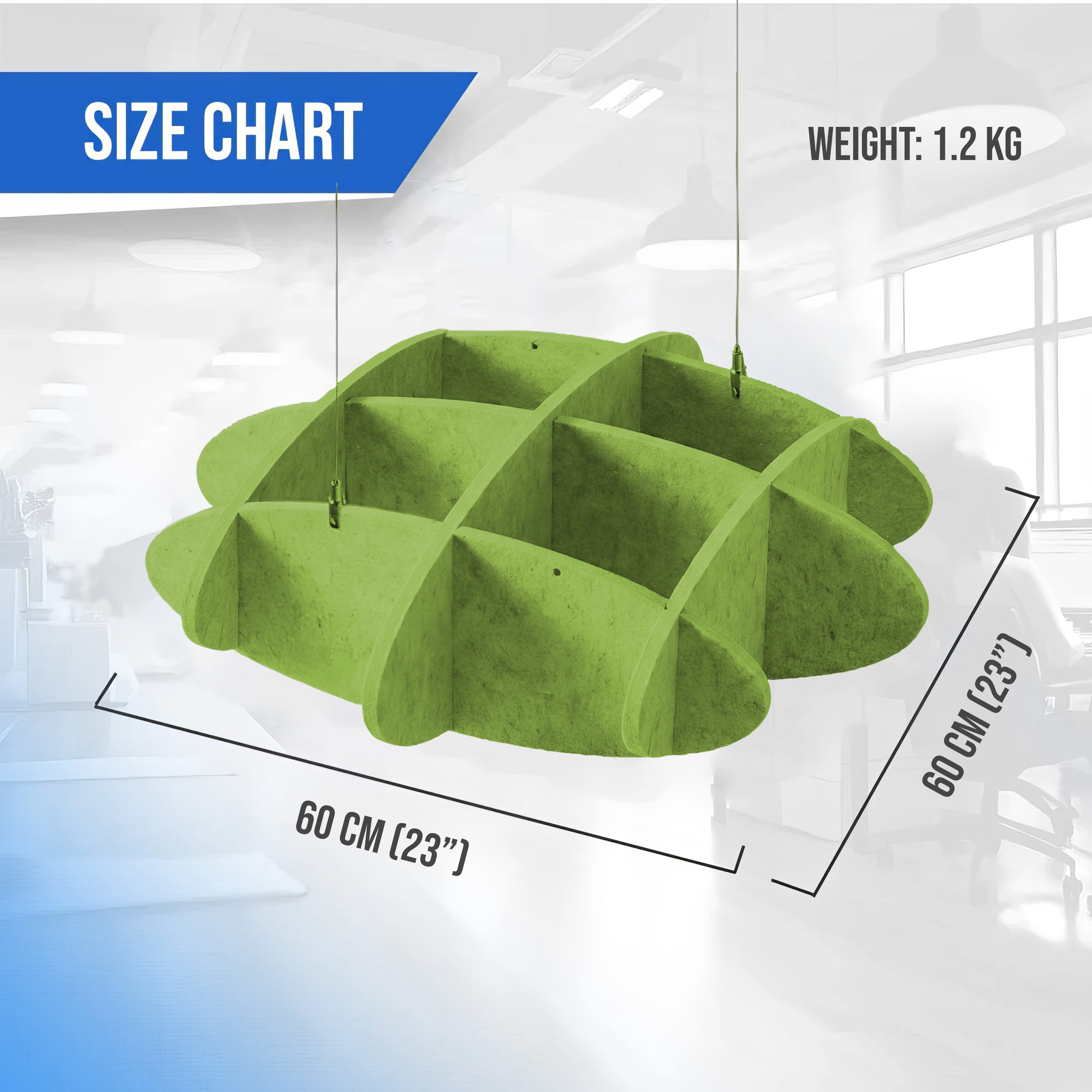 silexofy EchoArt Elegant Sound Absorbers Hanging Ceiling Panels Green cm - KK1461
