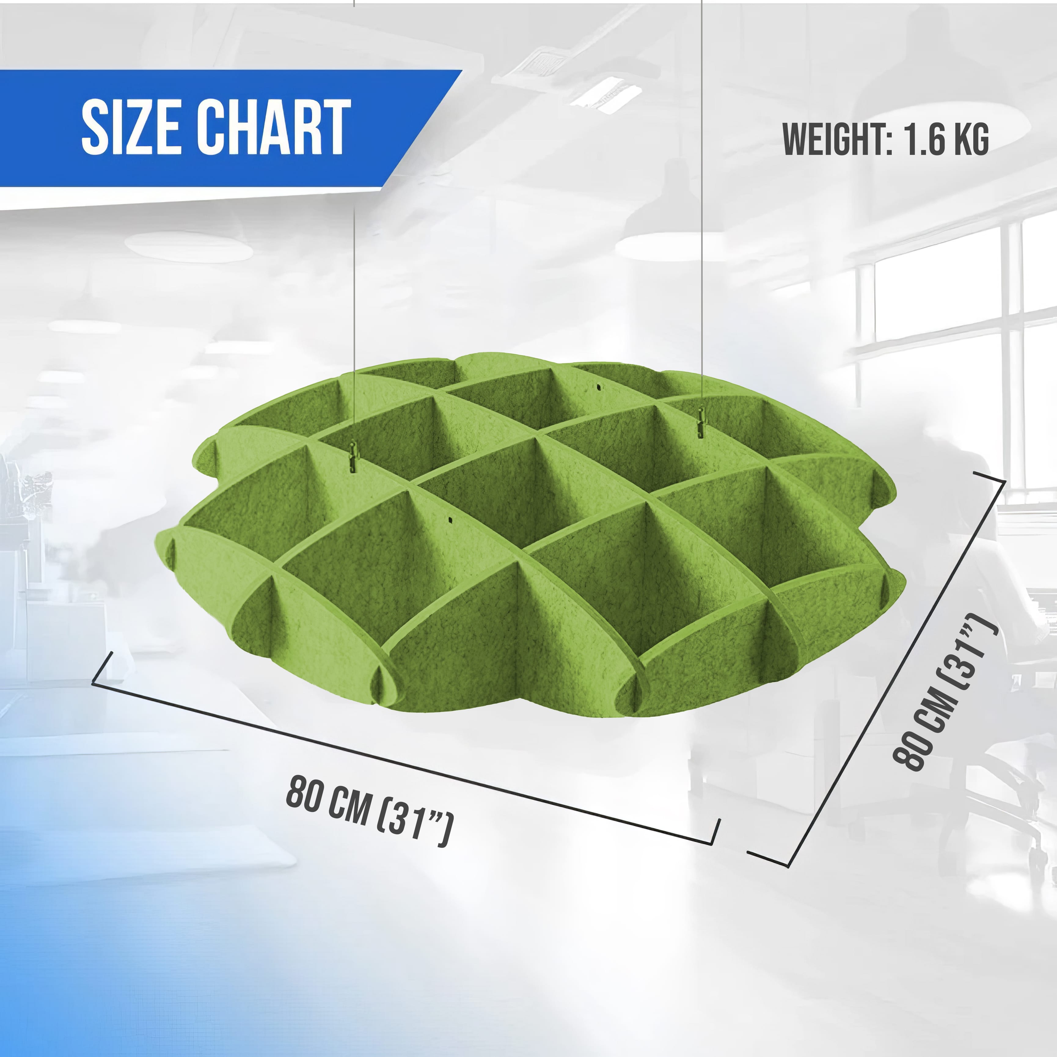 silexofy EchoArt Elegant Sound Absorbers Hanging Ceiling Panels Green cm - KK1461