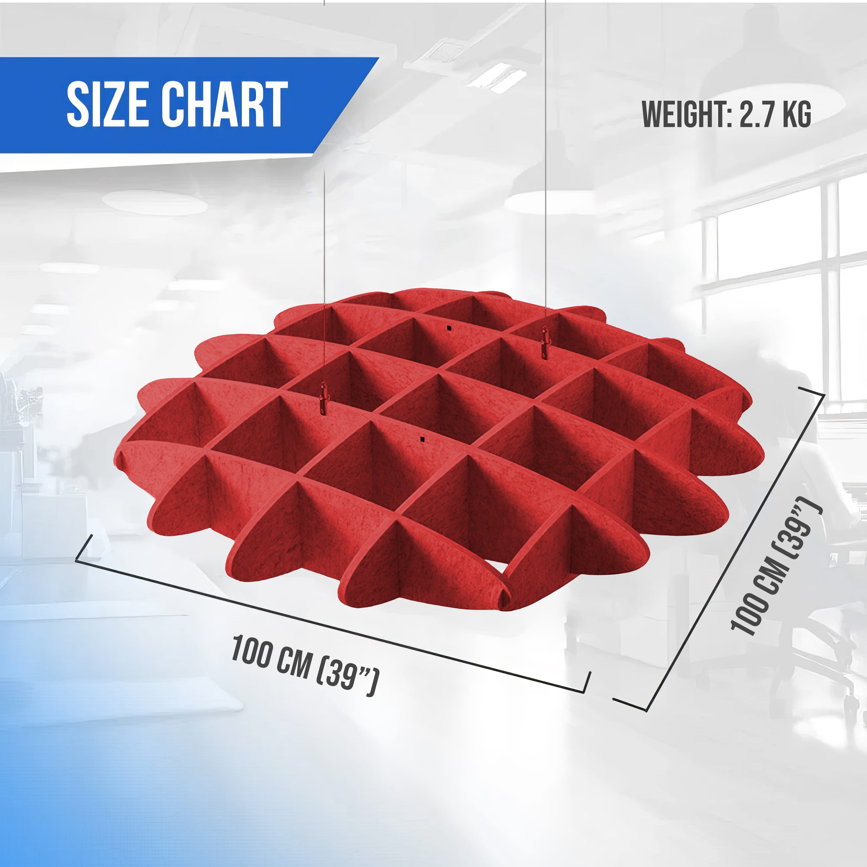 silexofy EchoArt Elegant Sound Absorbers Hanging Ceiling Panels Red - KK1462