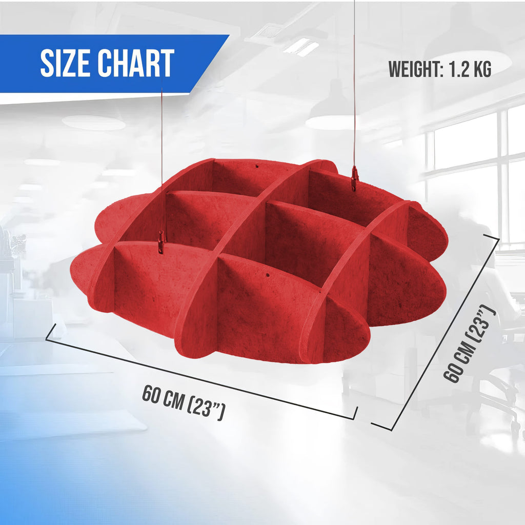 silexofy EchoArt Elegant Sound Absorbers Hanging Ceiling Panels Red - KK1462