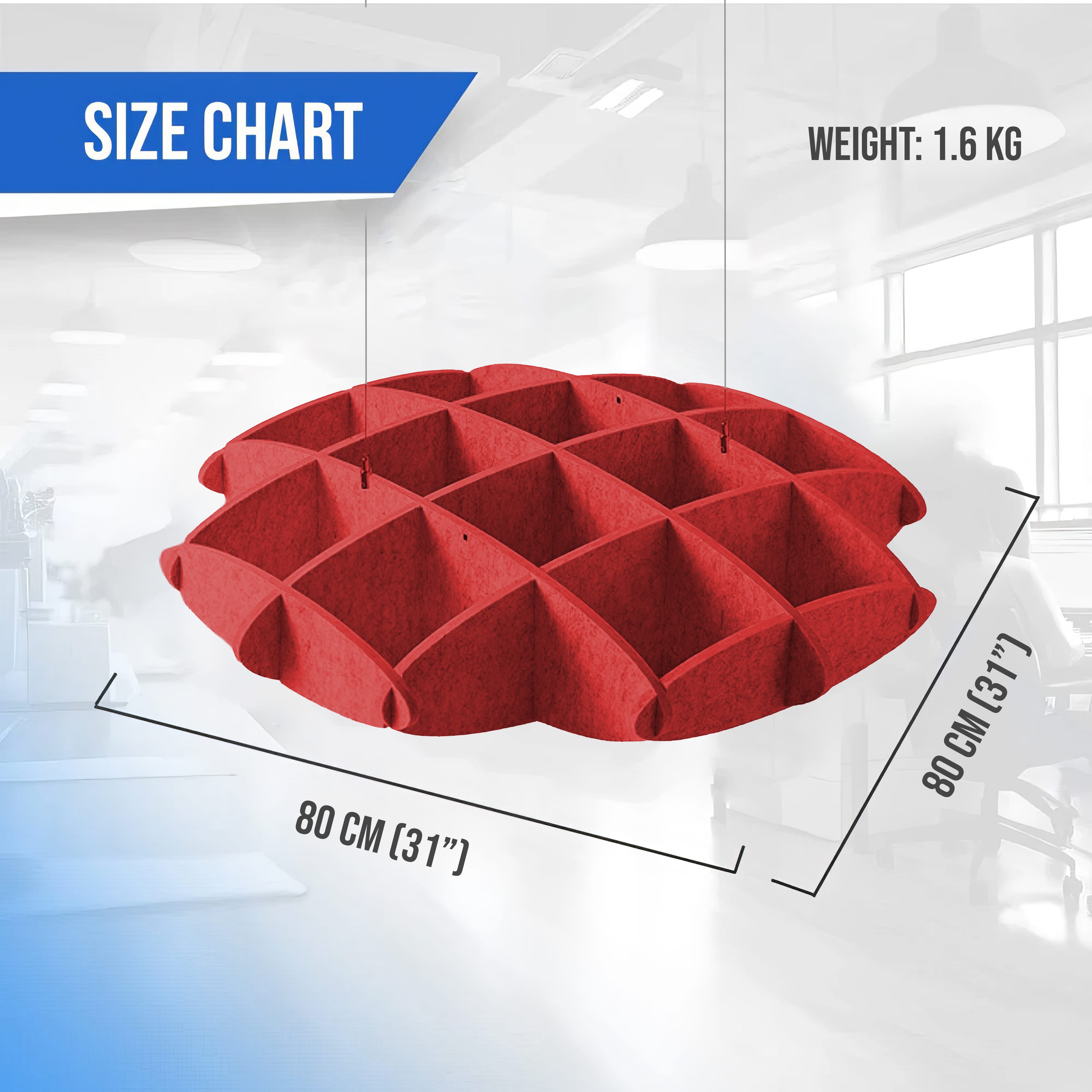 silexofy EchoArt Elegant Sound Absorbers Hanging Ceiling Panels Red - KK1462