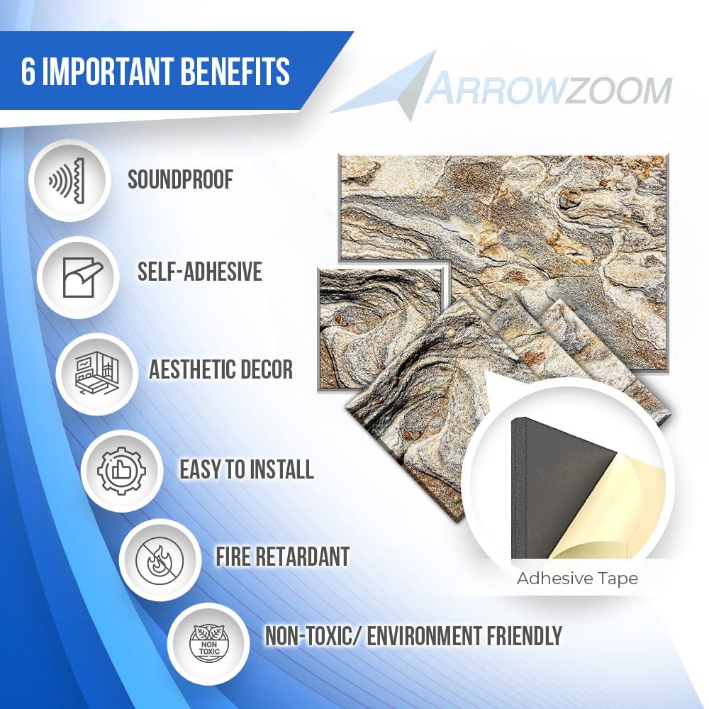 silexofy Marble Self-Adhesive Felt Art Wall Panels - KK1396