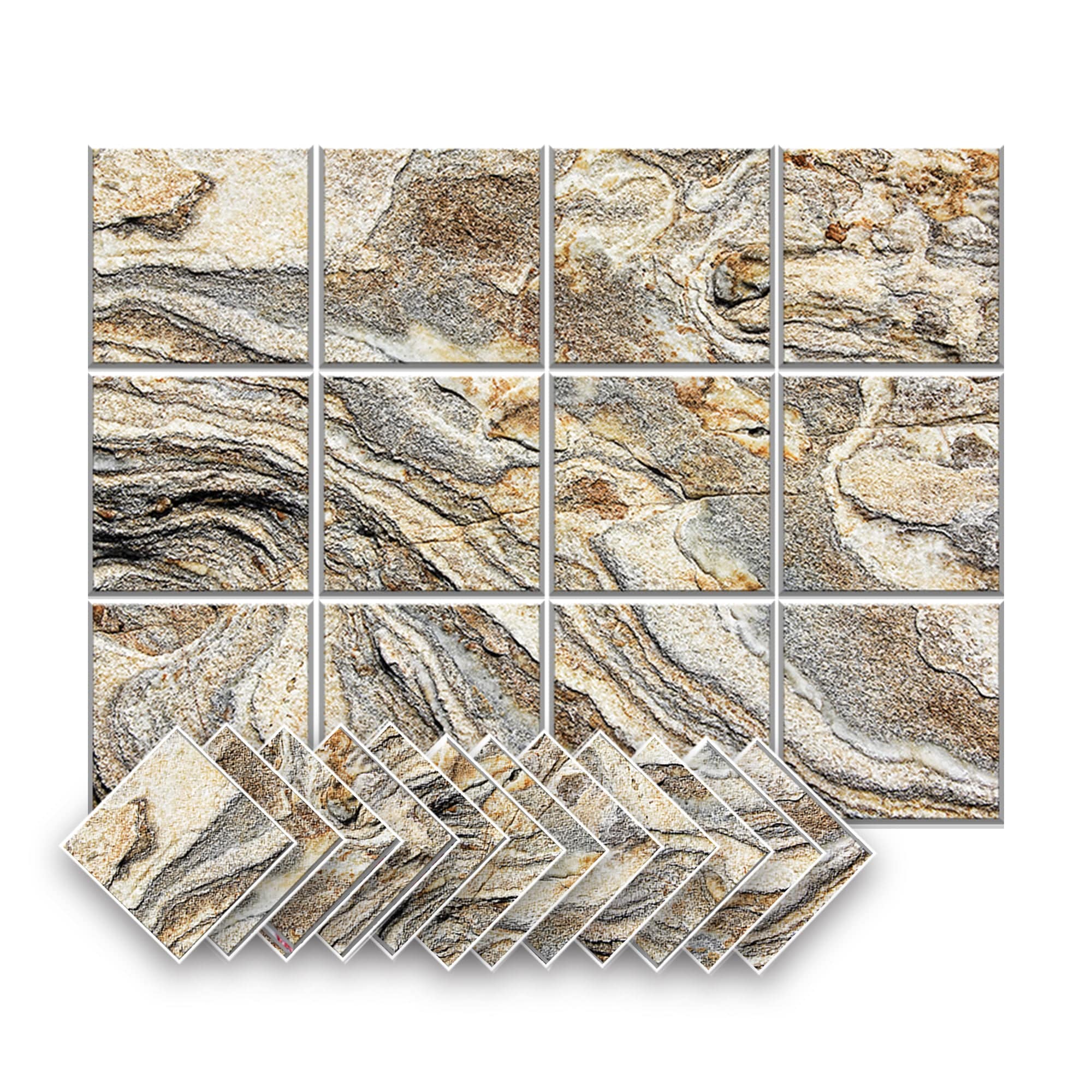 silexofy Marble Self-Adhesive Felt Art Wall Panels - KK1396