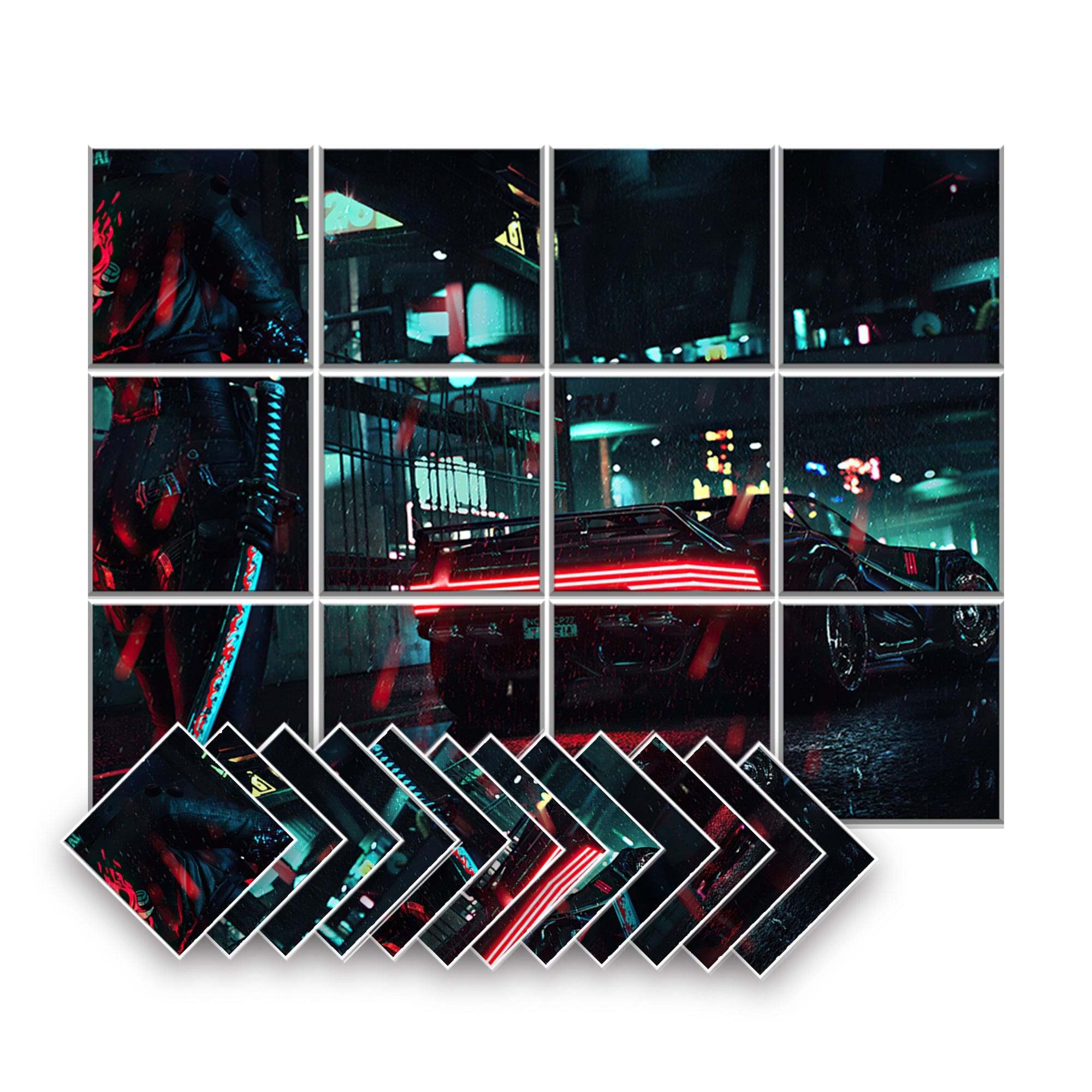 silexofy Cyberpunk Self-Adhesive Felt Art Wall Panels - KK1399