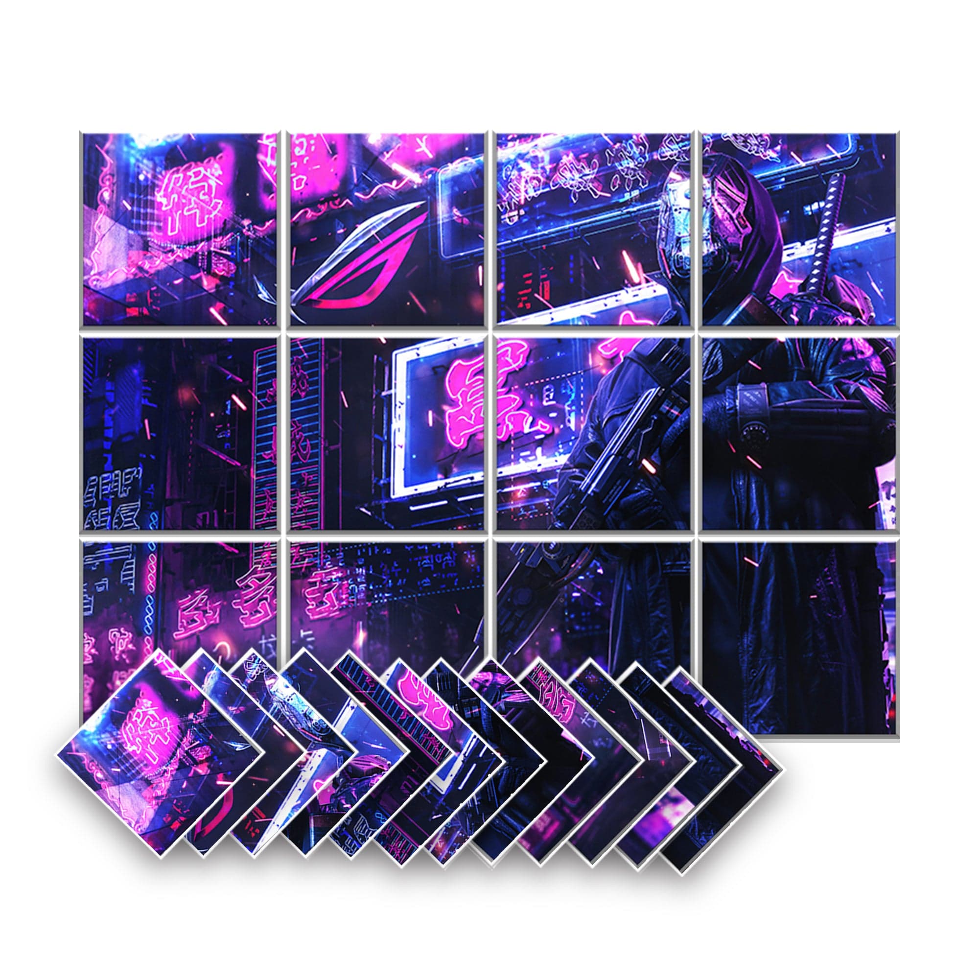 silexofy Cyberpunk Self-Adhesive Felt Art Wall Panels - KK1399