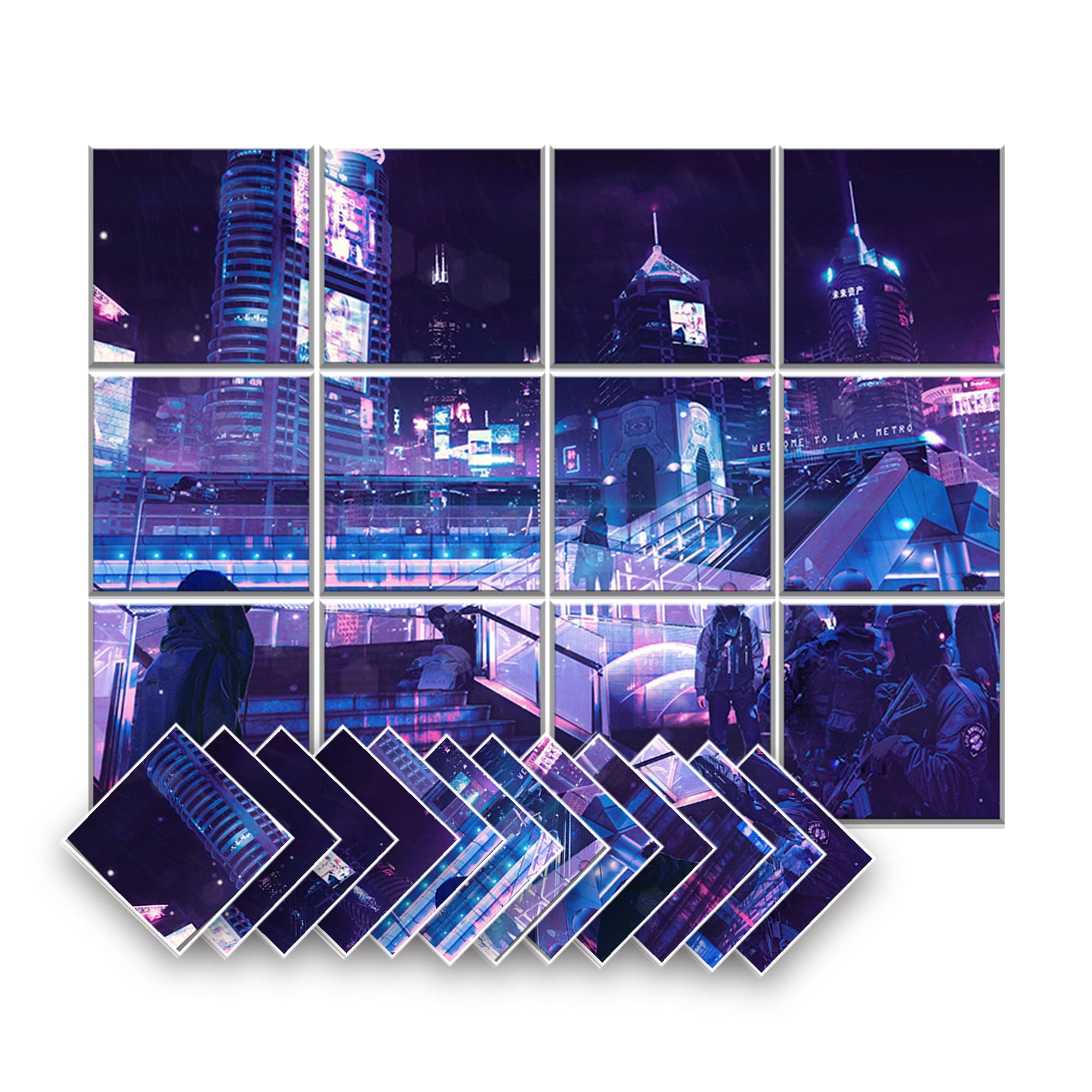 silexofy Cyberpunk Self-Adhesive Felt Art Wall Panels - KK1399