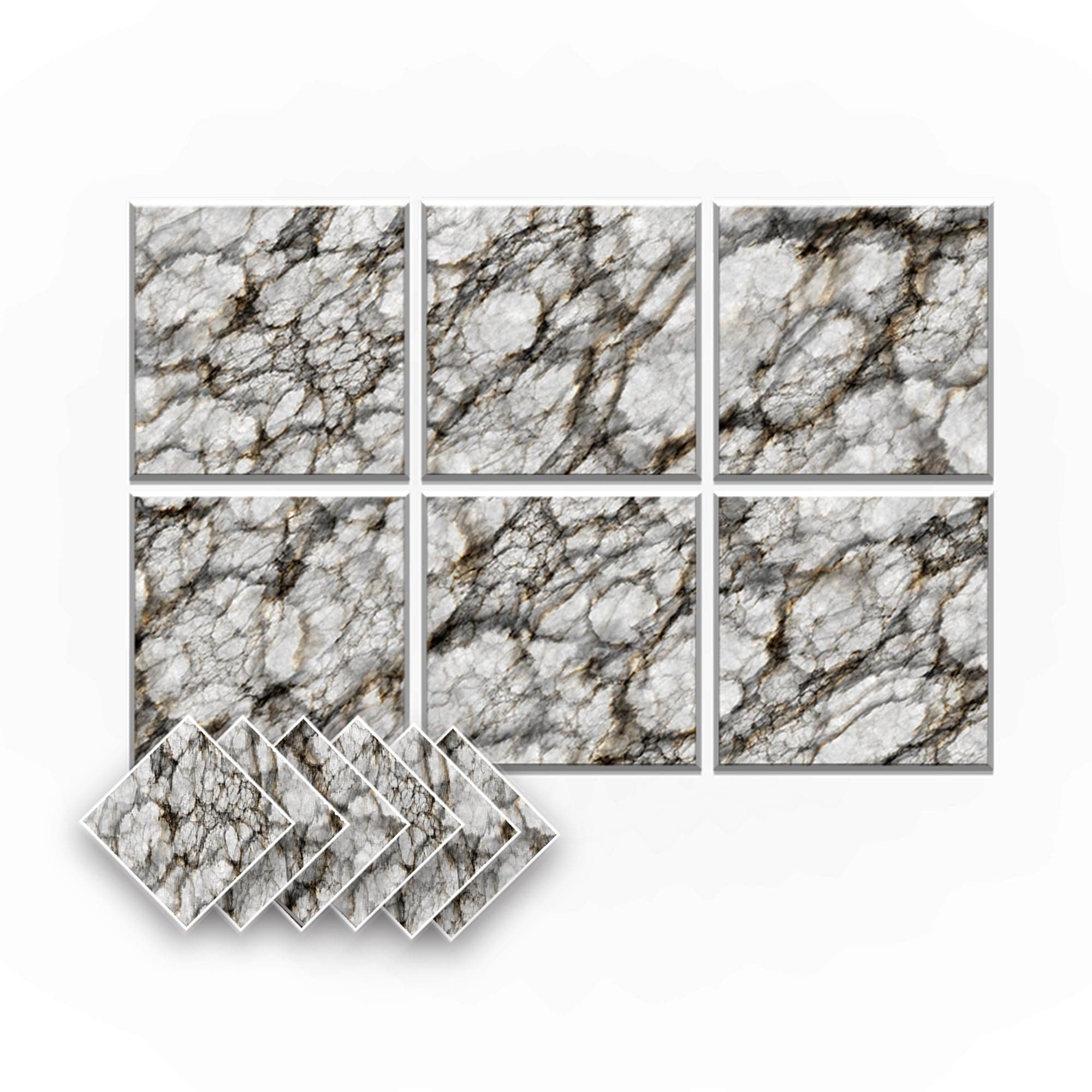 silexofy Marble Self-Adhesive Felt Art Wall Panels - KK1396