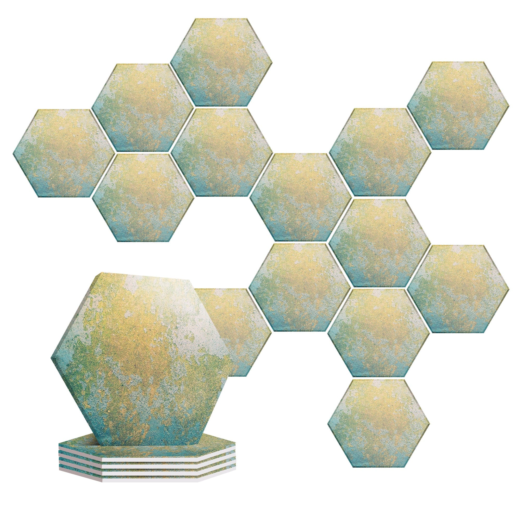 silexofy Serpentine Marble Printed Self-Adhesive Hexagon Felt Art Panels -KK1406