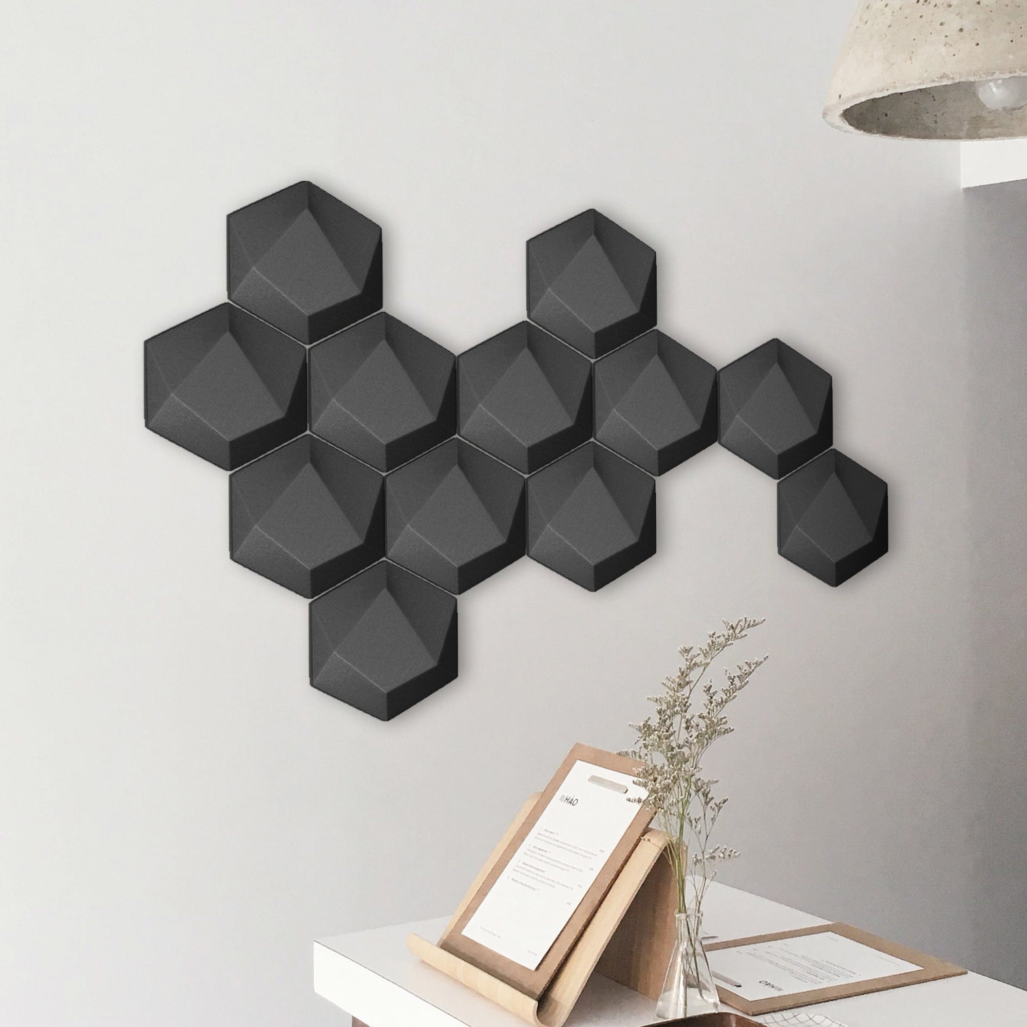 silexofy 12 Pcs 3D Hexagon Adhesive Sound Absorbing Panels - KK1330