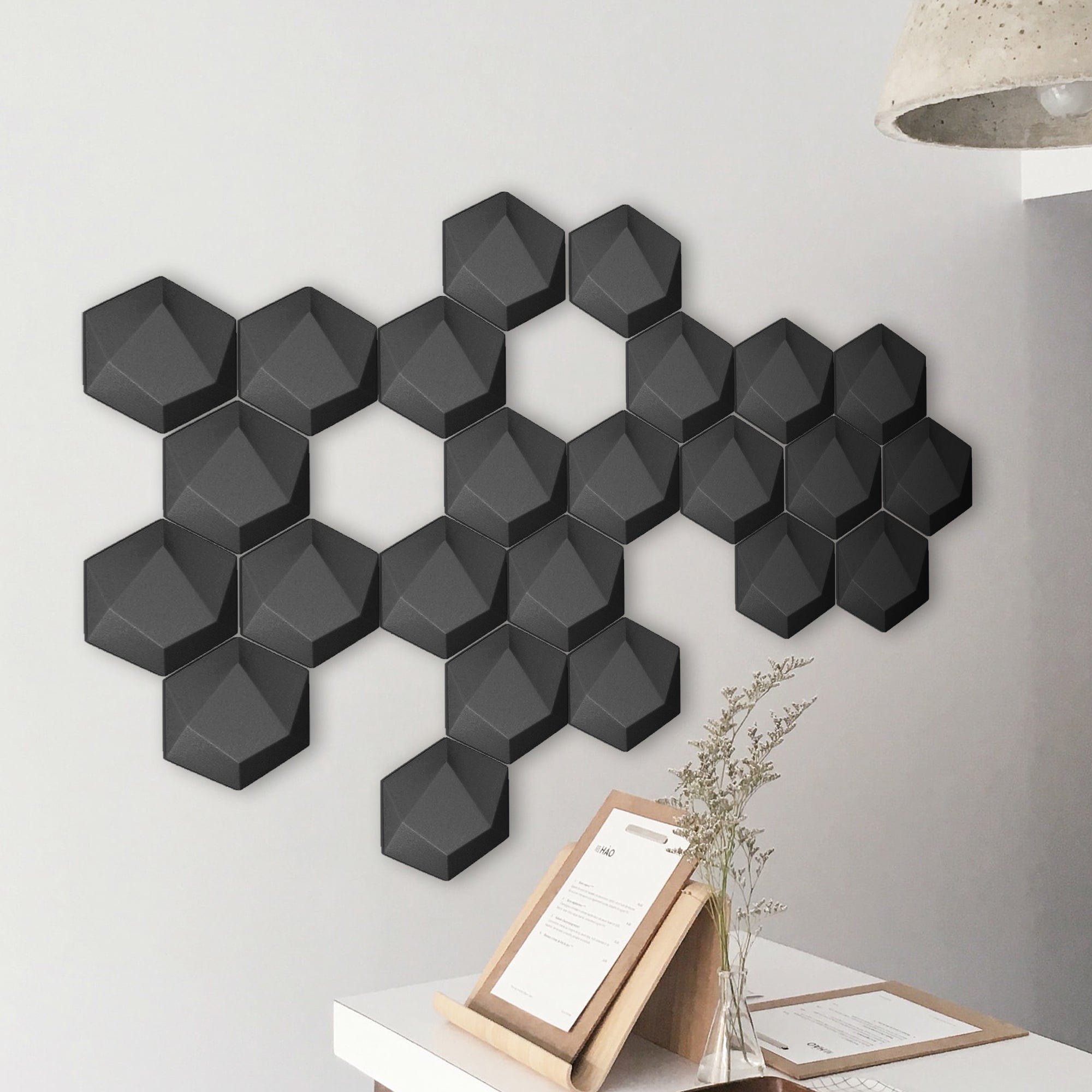 silexofy 24 Pcs 3D Hexagon Adhesive Sound Absorbing Panels - KK1330