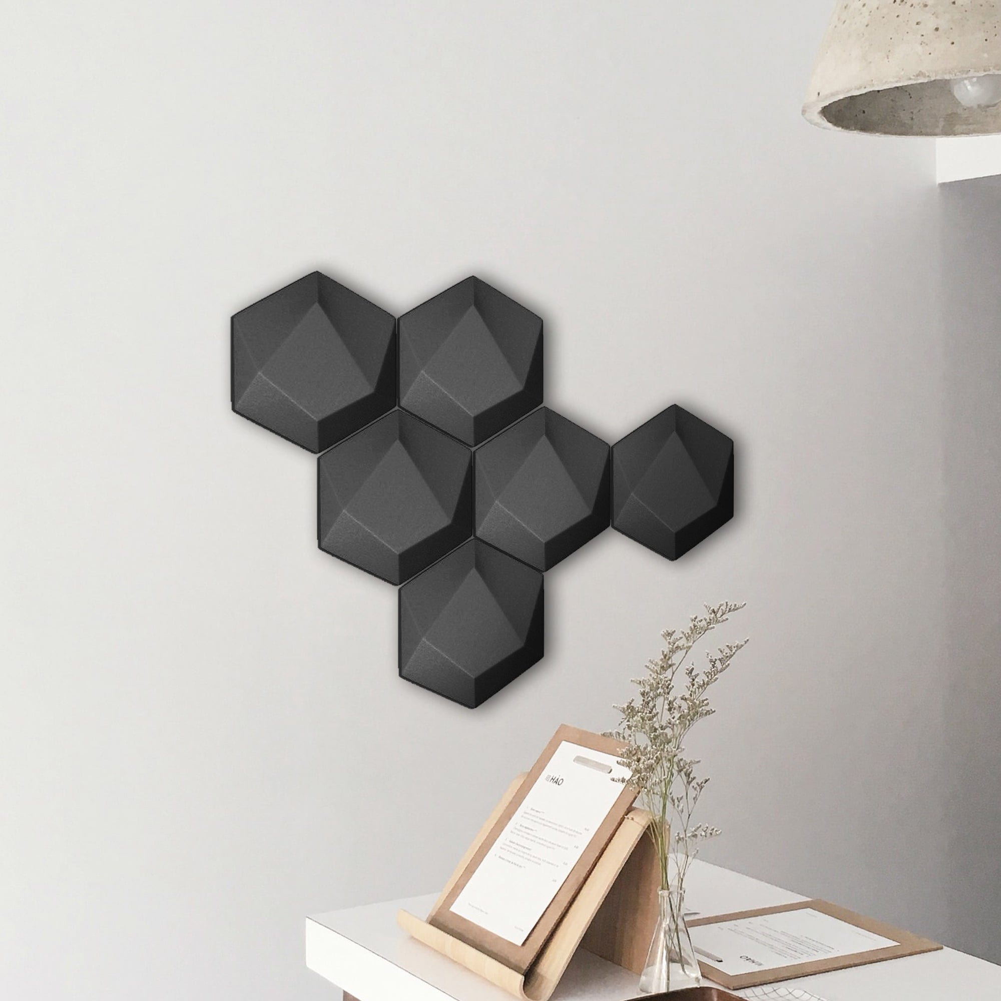 silexofy 6 Pcs 3D Hexagon Adhesive Sound Absorbing Panels - KK1330