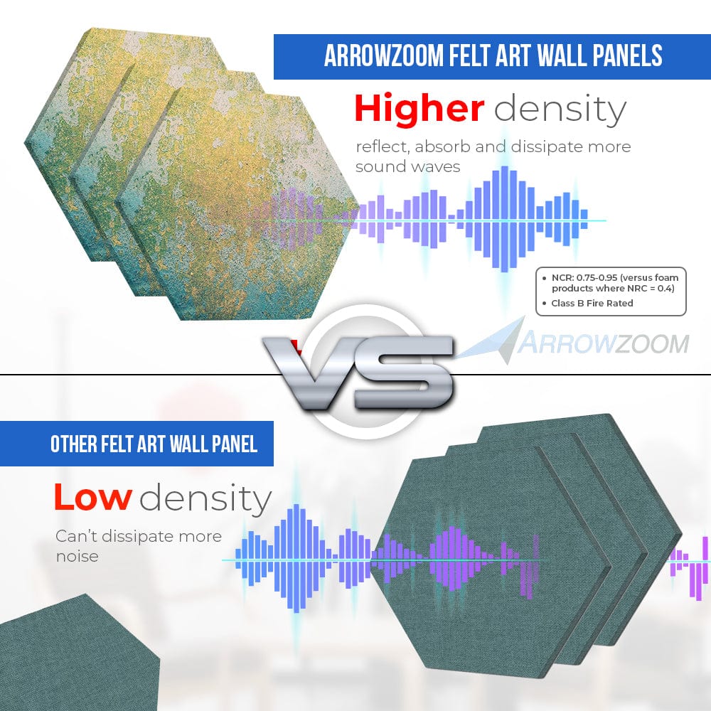 silexofy Azure Frost Marble Printed Self-Adhesive Hexagon Felt Art Panels -KK1407