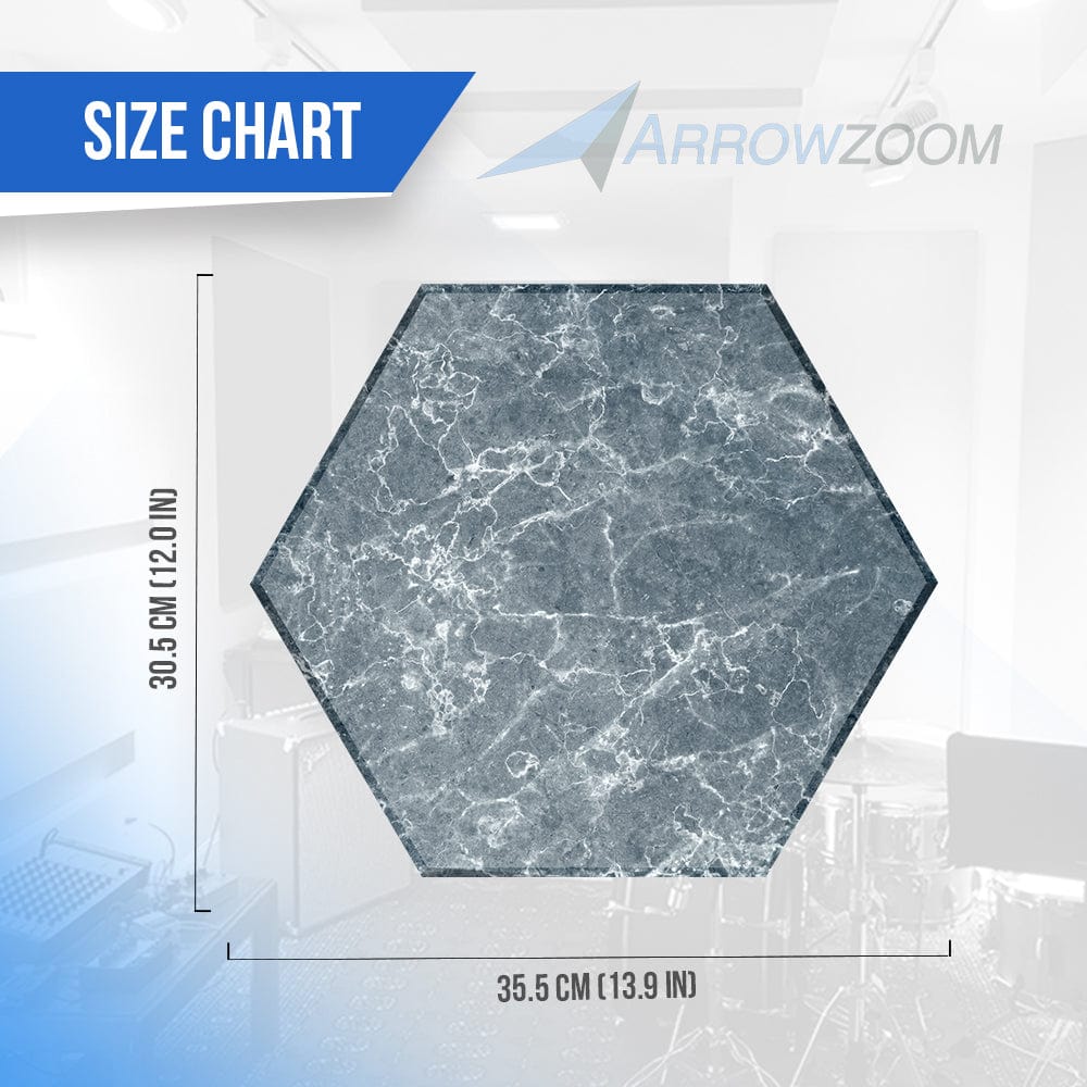 silexofy Azure Frost Marble Printed Self-Adhesive Hexagon Felt Art Panels -KK1407