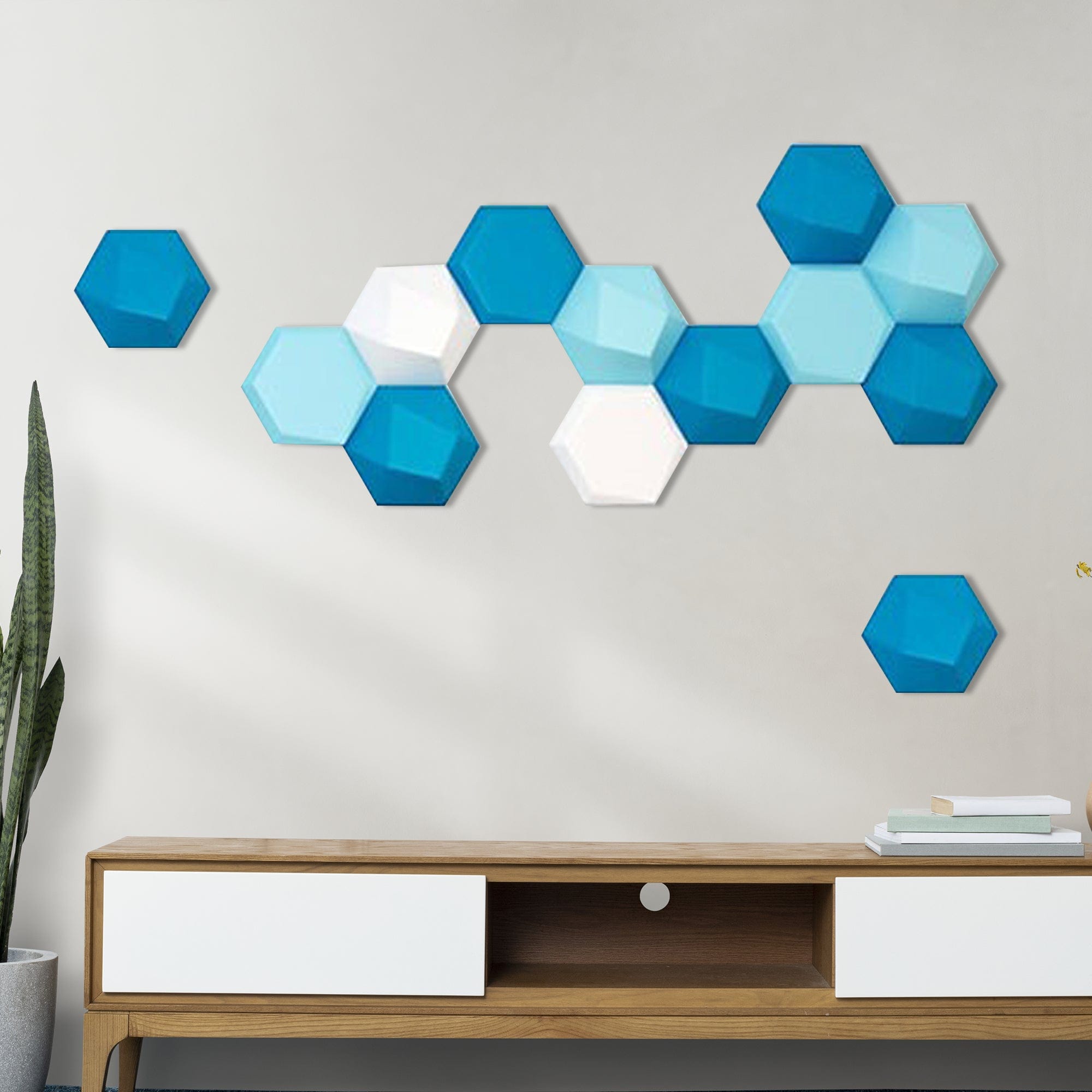silexofy Calm Sky 3D Hexagon Adhesive Sound Absorbing Panels - KK1331