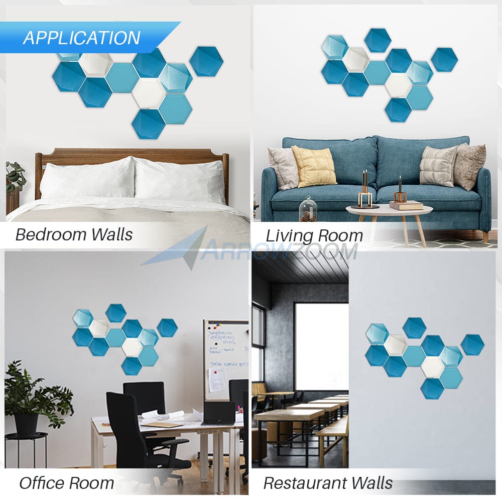 silexofy Calm Sky 3D Hexagon Adhesive Sound Absorbing Panels - KK1331