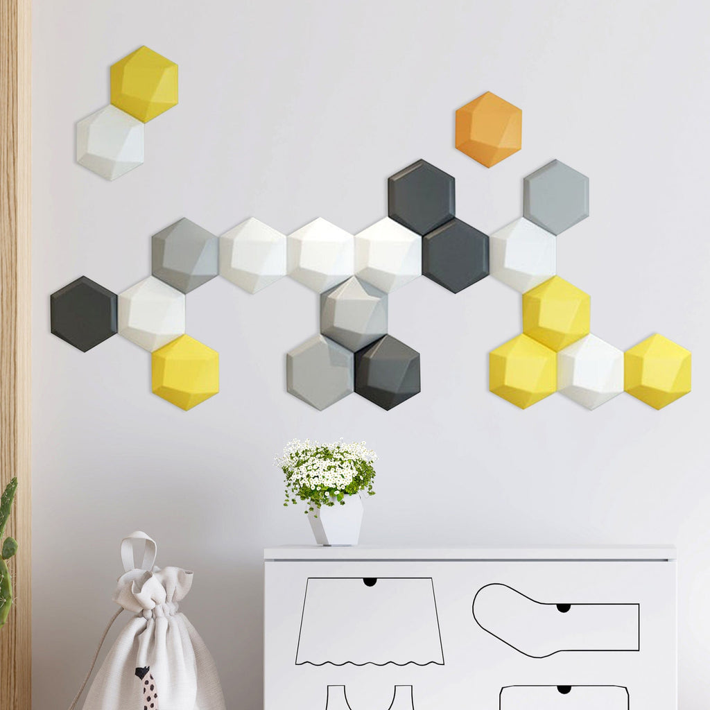 silexofy Cobalt Clash 3D Hexagon Adhesive Sound Absorbing Panels - KK1335