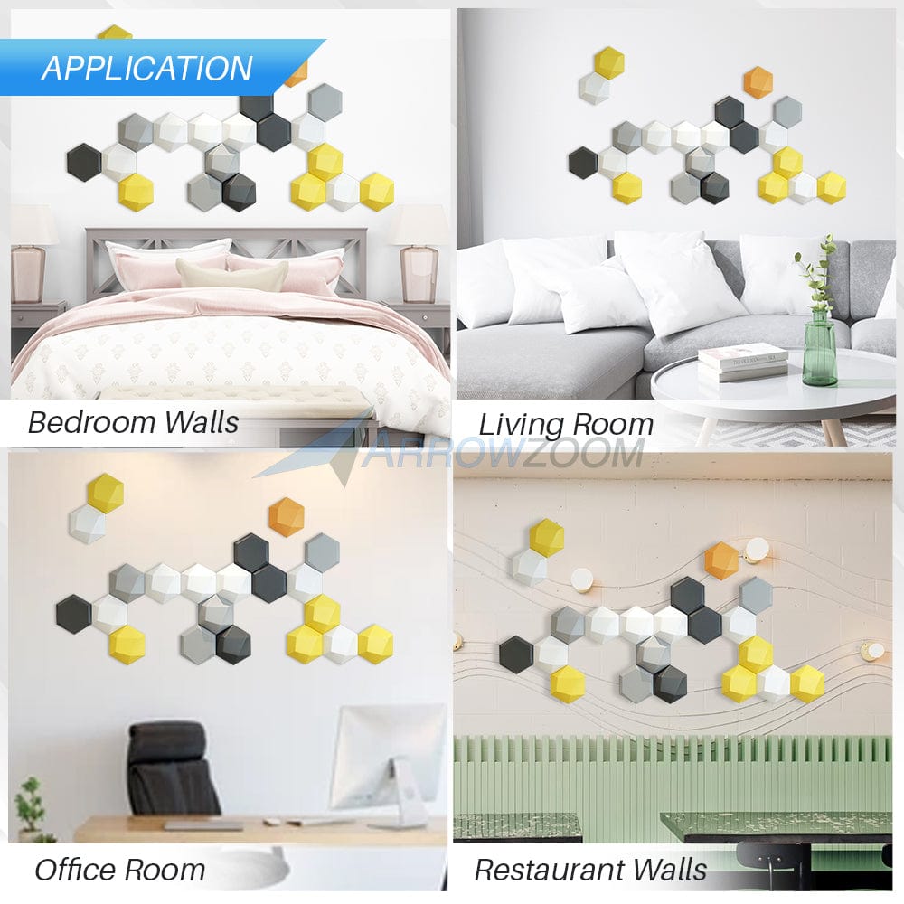 silexofy Cobalt Clash 3D Hexagon Adhesive Sound Absorbing Panels - KK1335