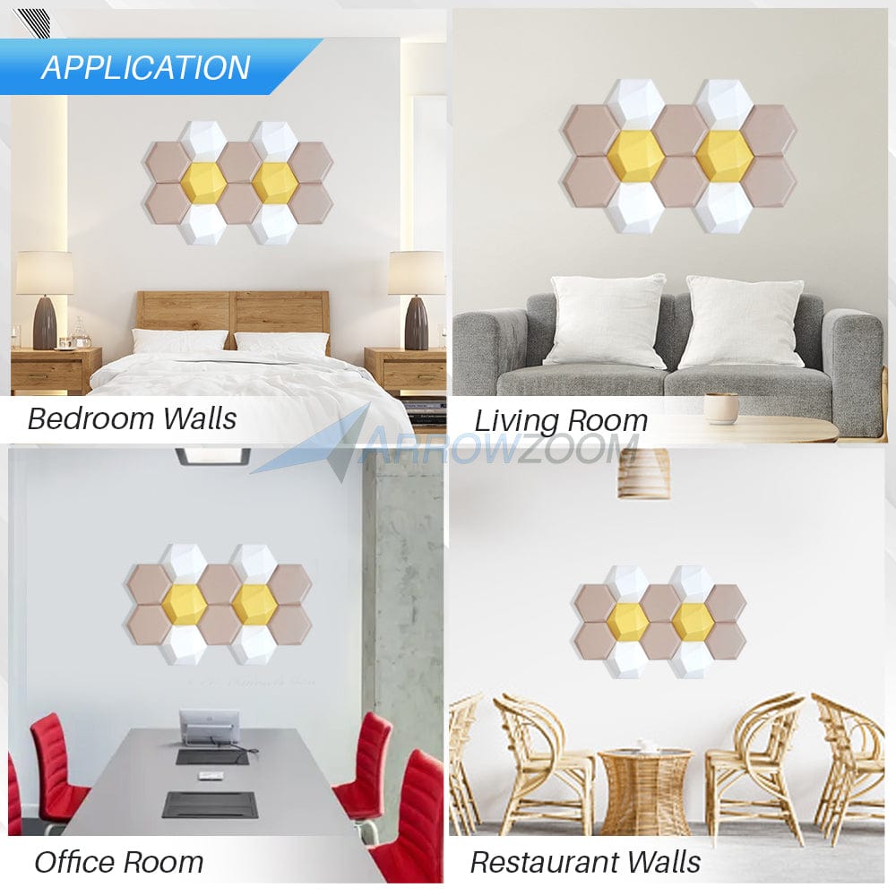 silexofy Double Daisy 3D Hexagon Adhesive Sound Absorbing Panels - KK1336