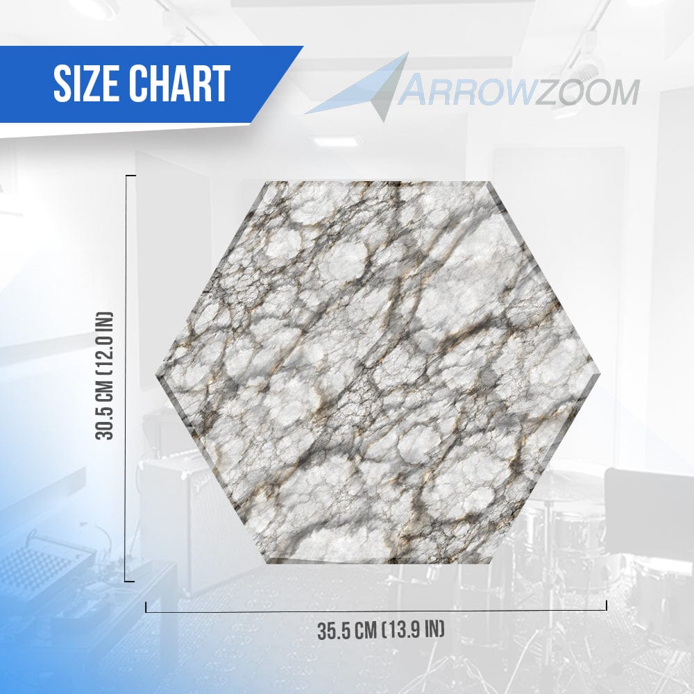 silexofy Pure Alabaster Marble Printed Self-Adhesive Hexagon Felt Art Panels -KK1408