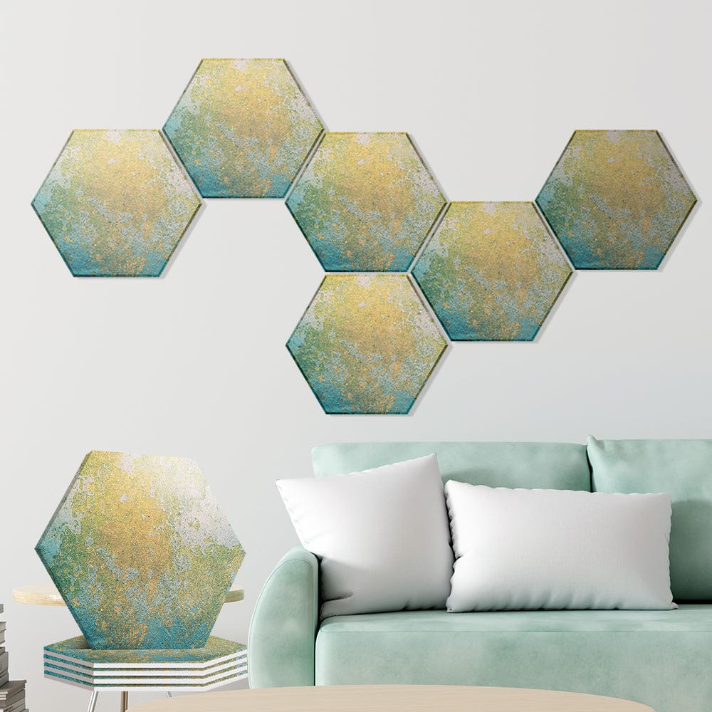 silexofy Serpentine Marble Printed Self-Adhesive Hexagon Felt Art Panels -KK1406