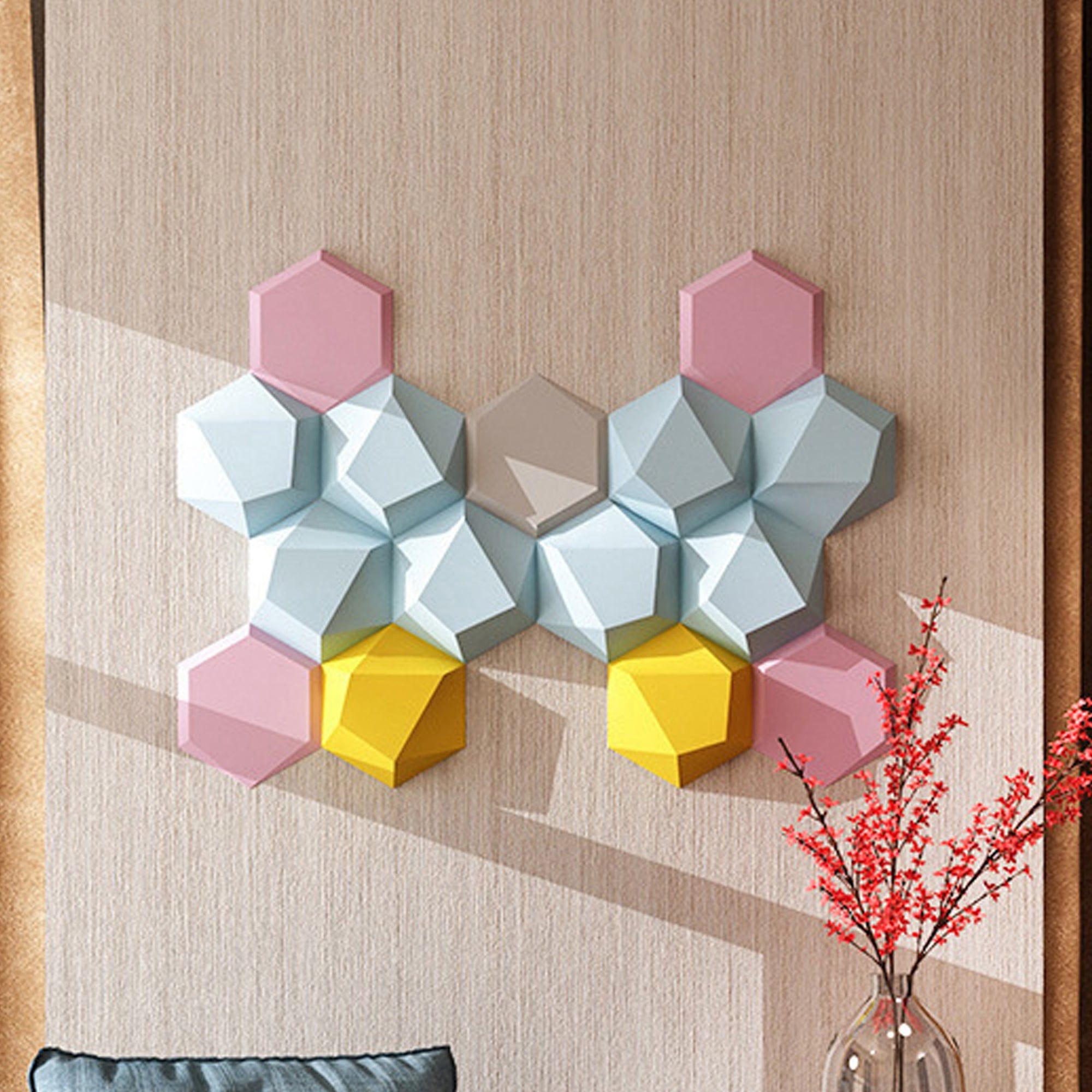 silexofy Simple Monarch 3D Hexagon Adhesive Sound Absorbing Panels - KK1332