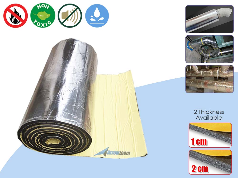 silexofy Fireproof Aluminum Insulation Foil Mat - 1 Meter - KK1151 (Water Pipe/ Furnace/ AirCon/ Ceiling )