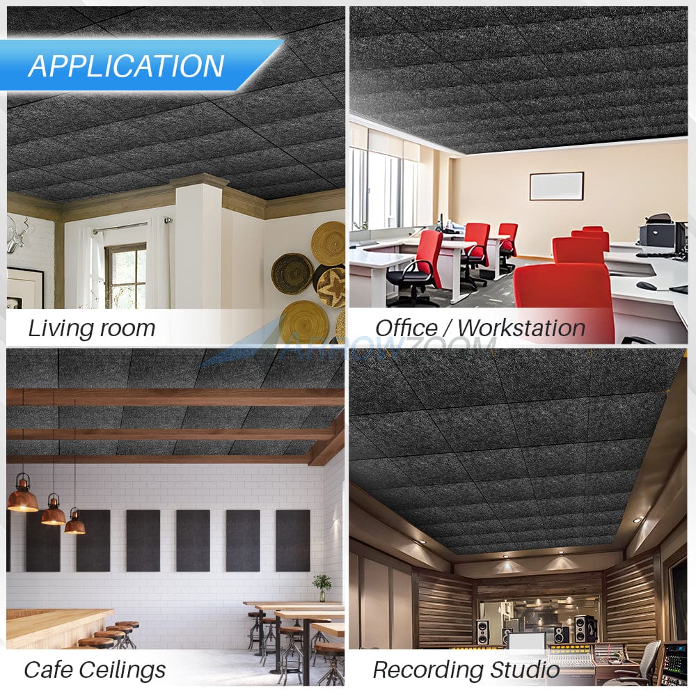 silexofy Self-Adhesive Ceiling Sound Deadening Polyester Fabric Panel - Solid Colors - KK1424