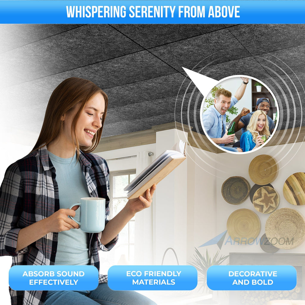 silexofy Self-Adhesive Ceiling Sound Deadening Polyester Fabric Panel - Solid Colors - KK1424