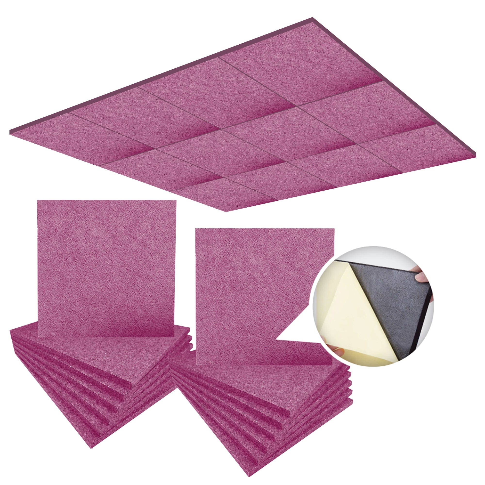 silexofy Self-Adhesive Ceiling Sound Deadening Polyester Fabric Panel - Solid Colors - KK1424