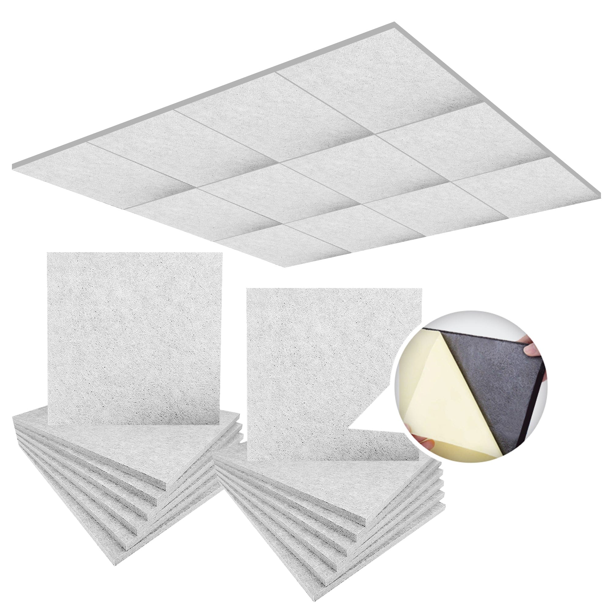 silexofy Self-Adhesive Ceiling Sound Deadening Polyester Fabric Panel - Solid Colors - KK1424