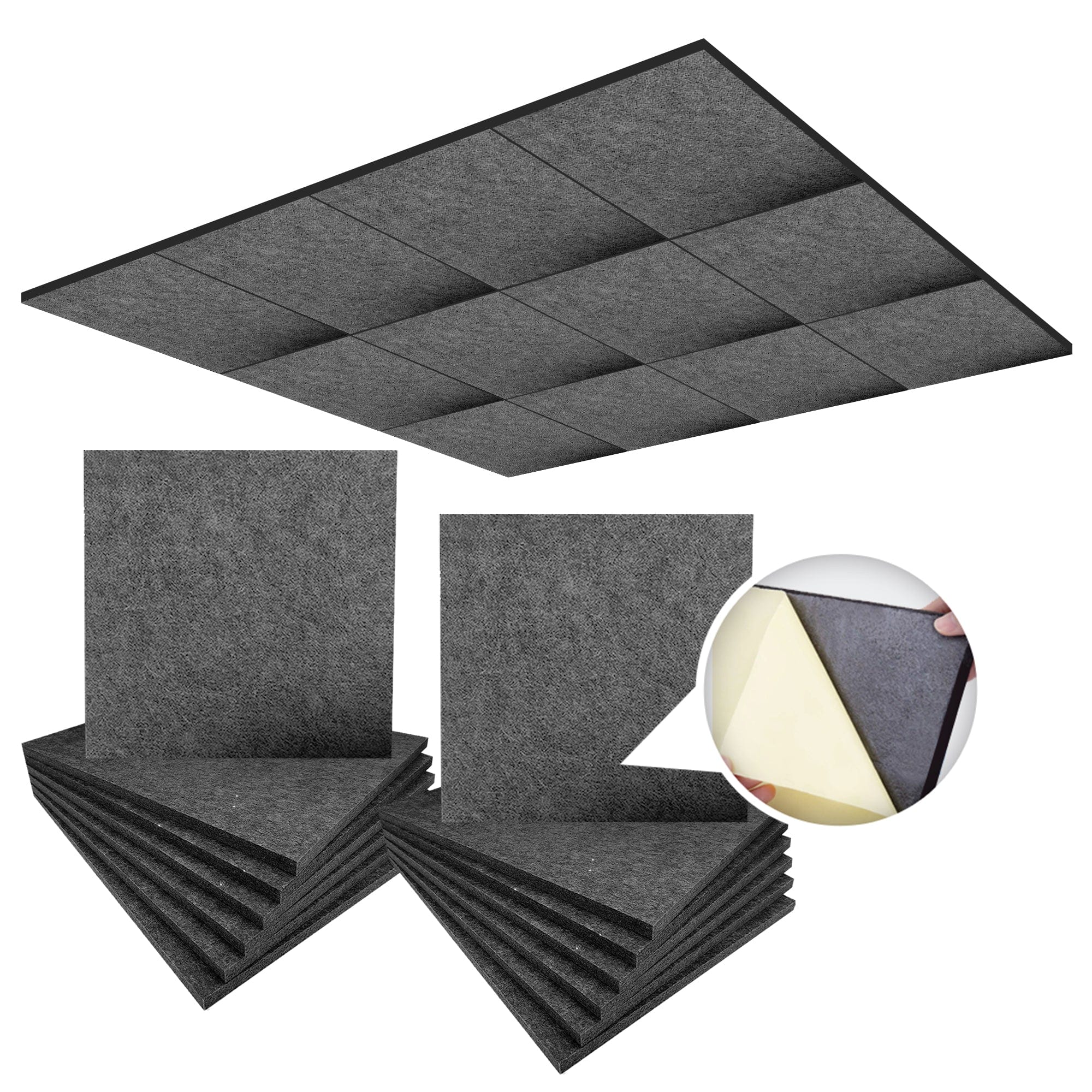 silexofy Self-Adhesive Ceiling Sound Deadening Polyester Fabric Panel - Solid Colors - KK1424