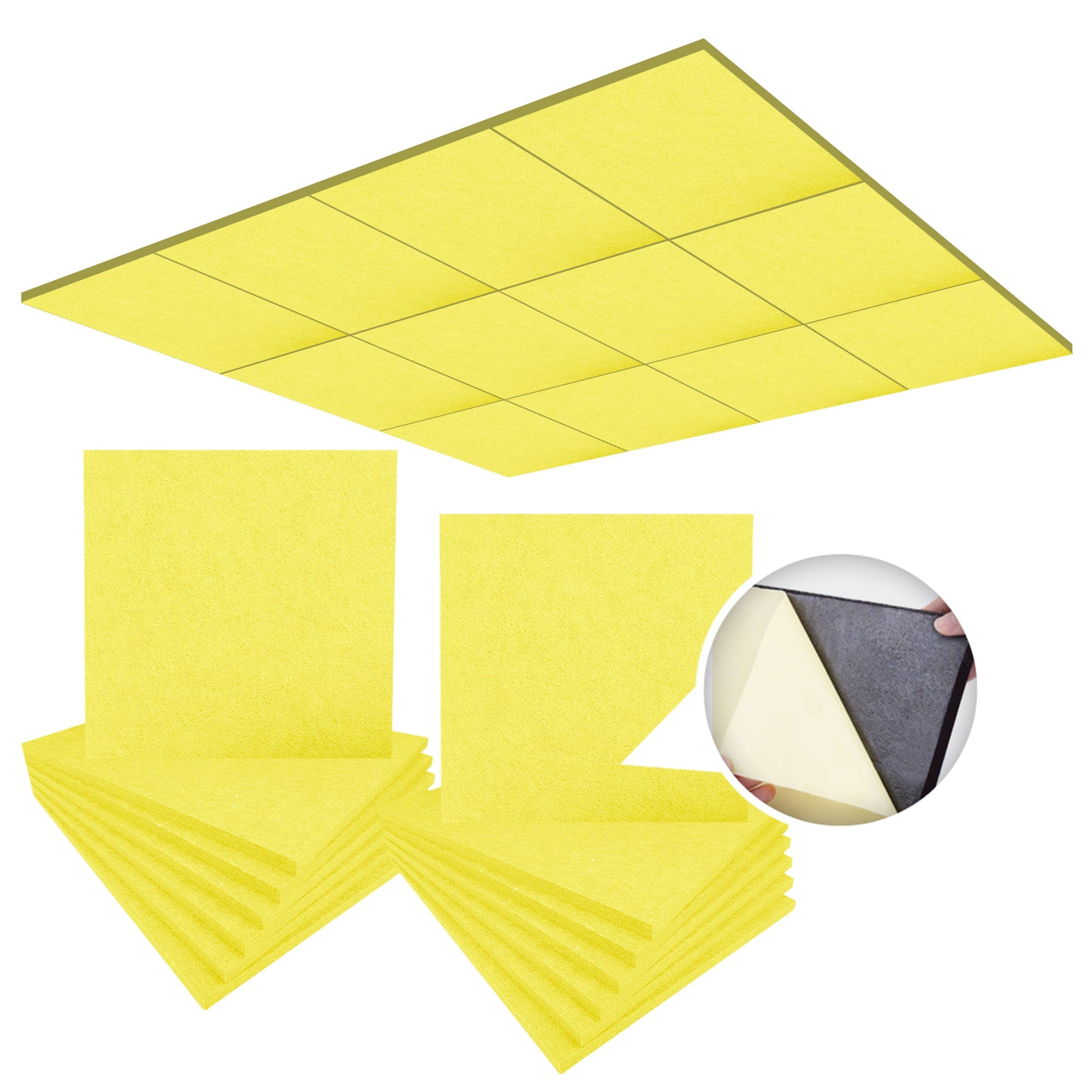 silexofy Self-Adhesive Ceiling Sound Deadening Polyester Fabric Panel - Solid Colors - KK1424