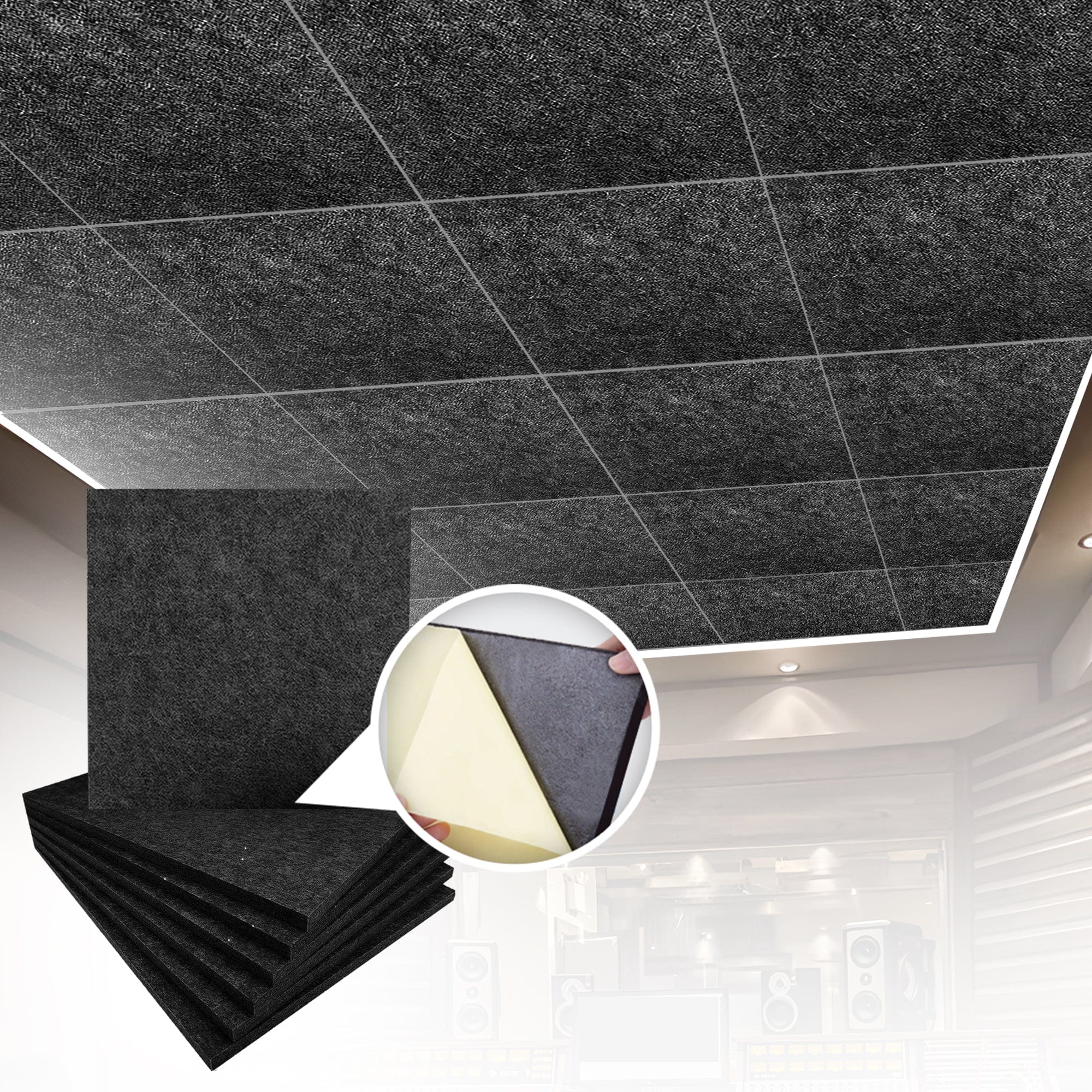 silexofy Self-Adhesive Ceiling Sound Deadening Polyester Fabric Panel - Solid Colors - KK1424
