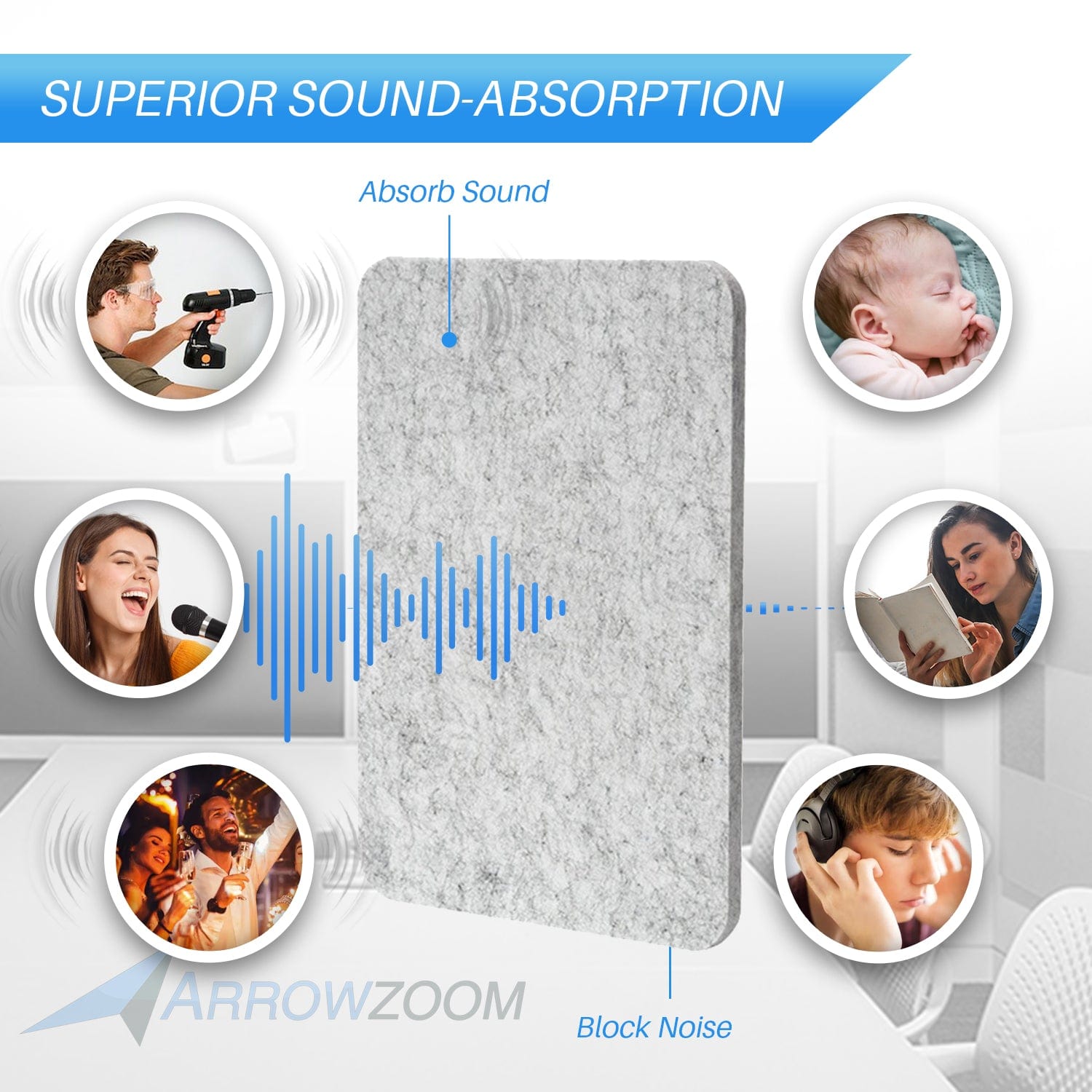 silexofy Self-Adhesive Sound Deadening Polyester Fabric Panel - Solid Colors - KK1093