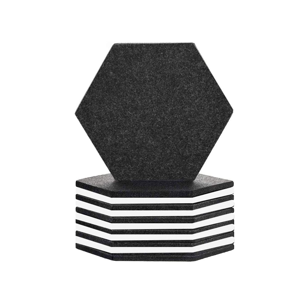 silexofy Hexagon Felt Sound Absorbing Wall Panel - Black and White - KK1224