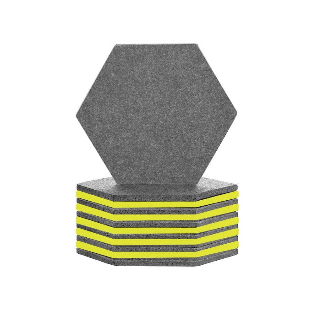 silexofy Hexagon Felt Sound Absorbing Wall Panel - Gray and Yellow - KK1224