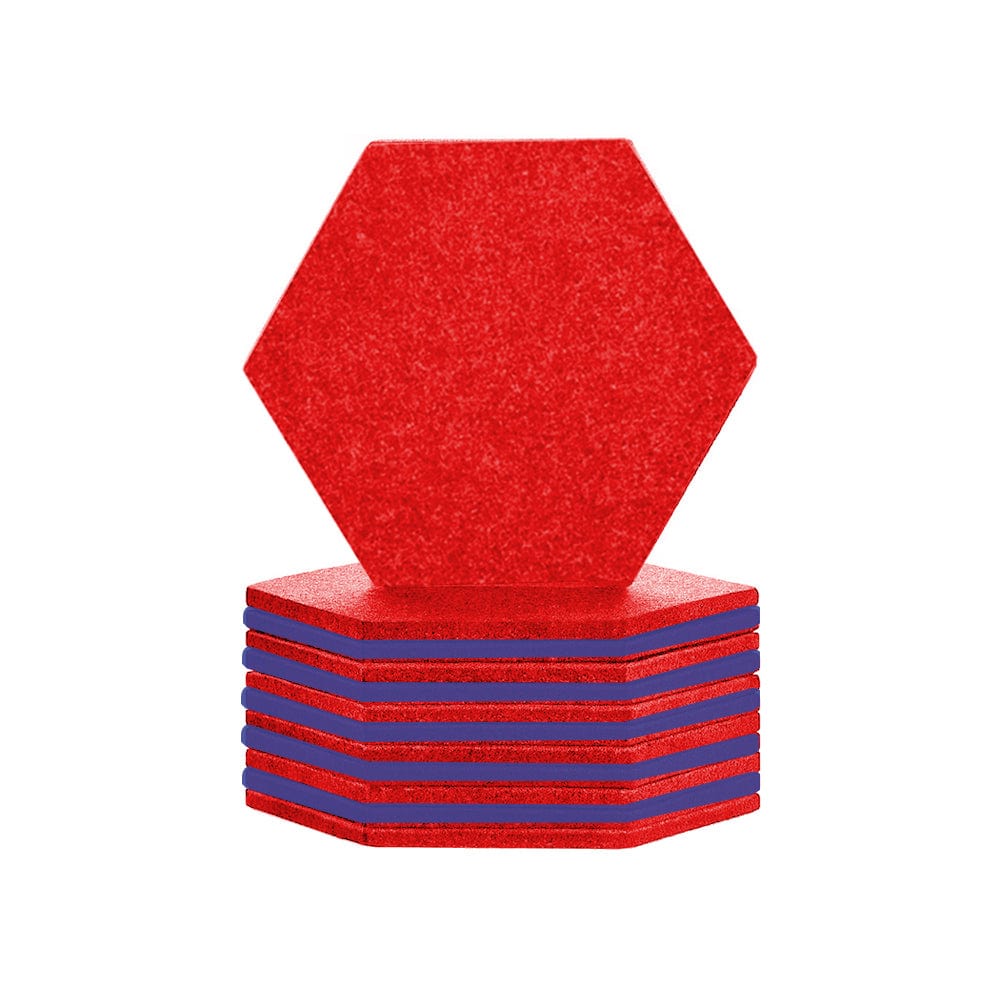 silexofy Hexagon Felt Sound Absorbing Wall Panel - Red and Blue - KK1224