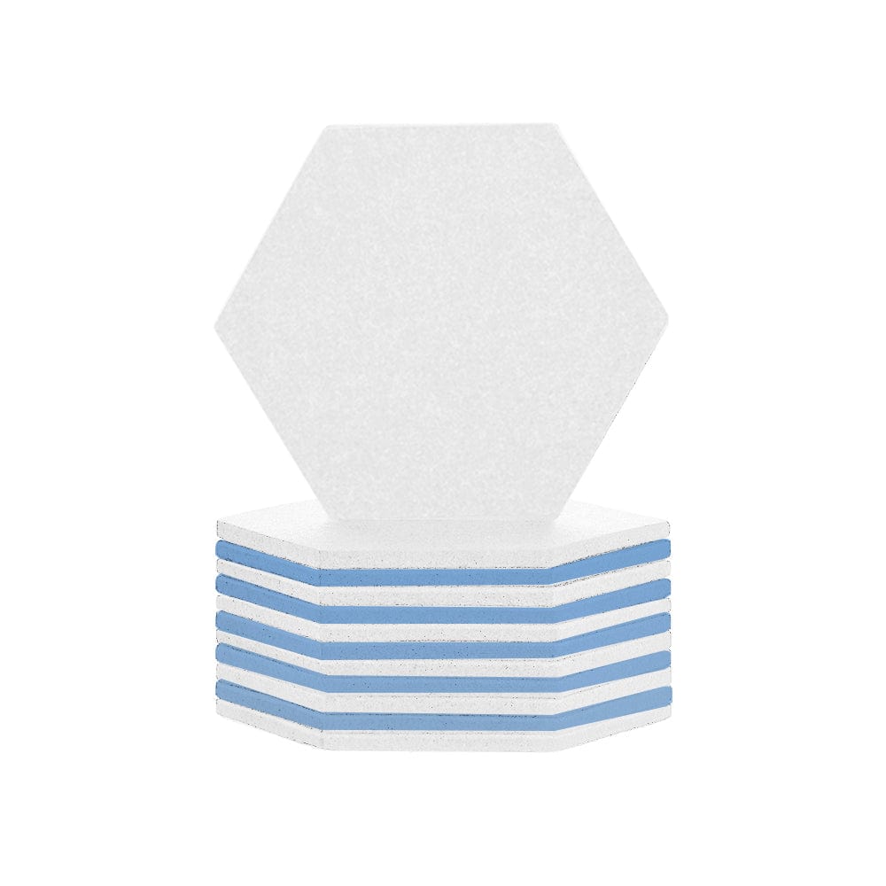 silexofy Hexagon Felt Sound Absorbing Wall Panel - White and Baby Blue - KK1224