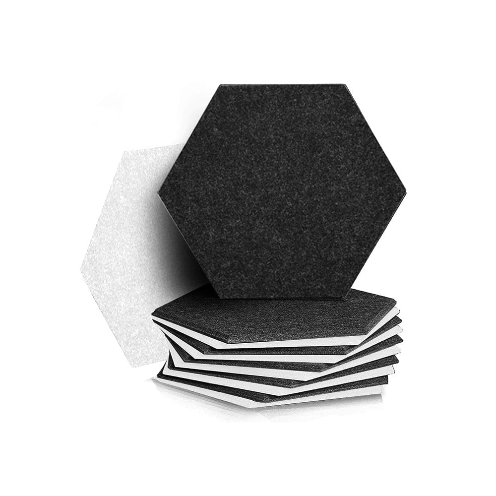 silexofy Hexagon Felt Sound Absorbing Wall Panel - Black and White - KK1224