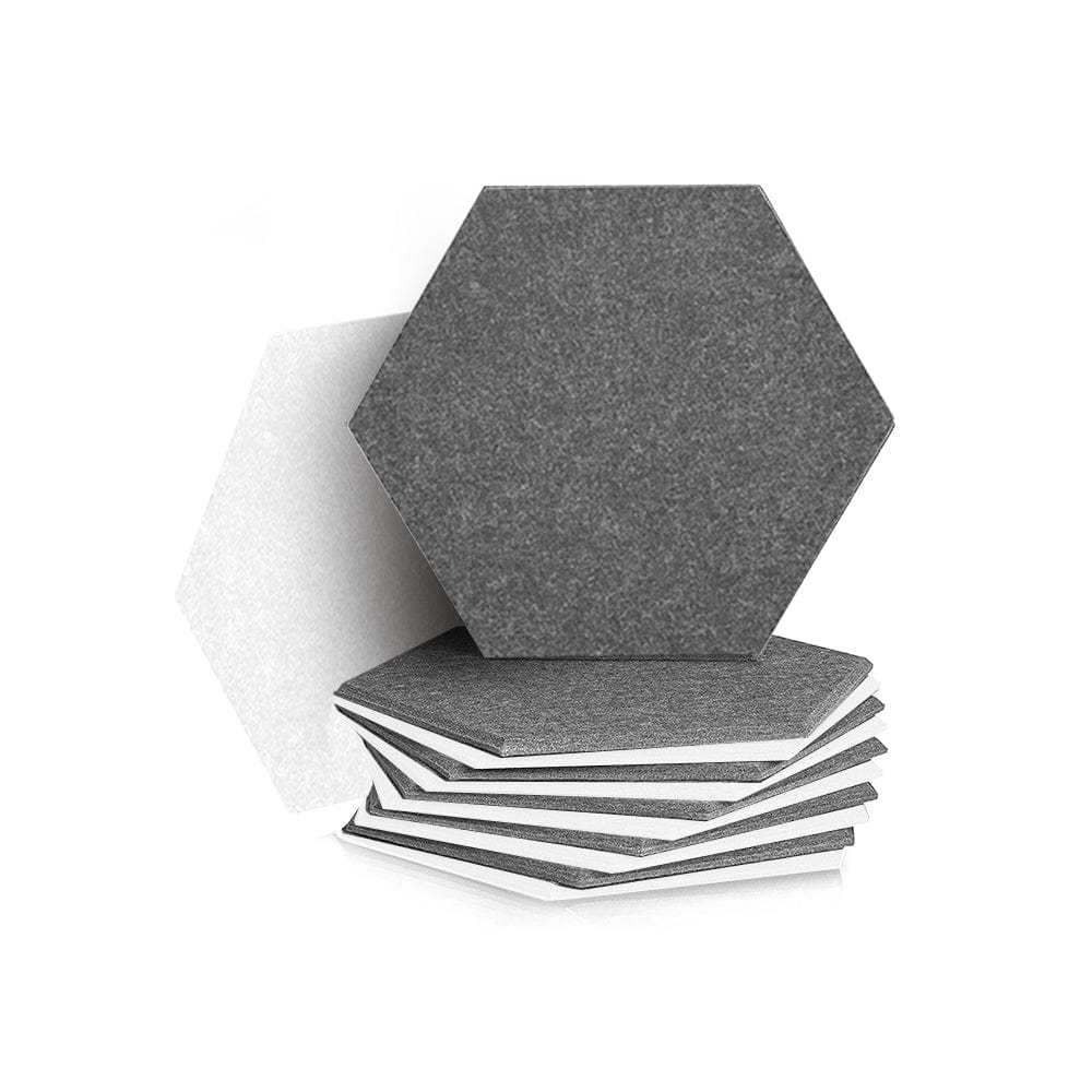 silexofy Hexagon Felt Sound Absorbing Wall Panel - Gray and White - KK1224