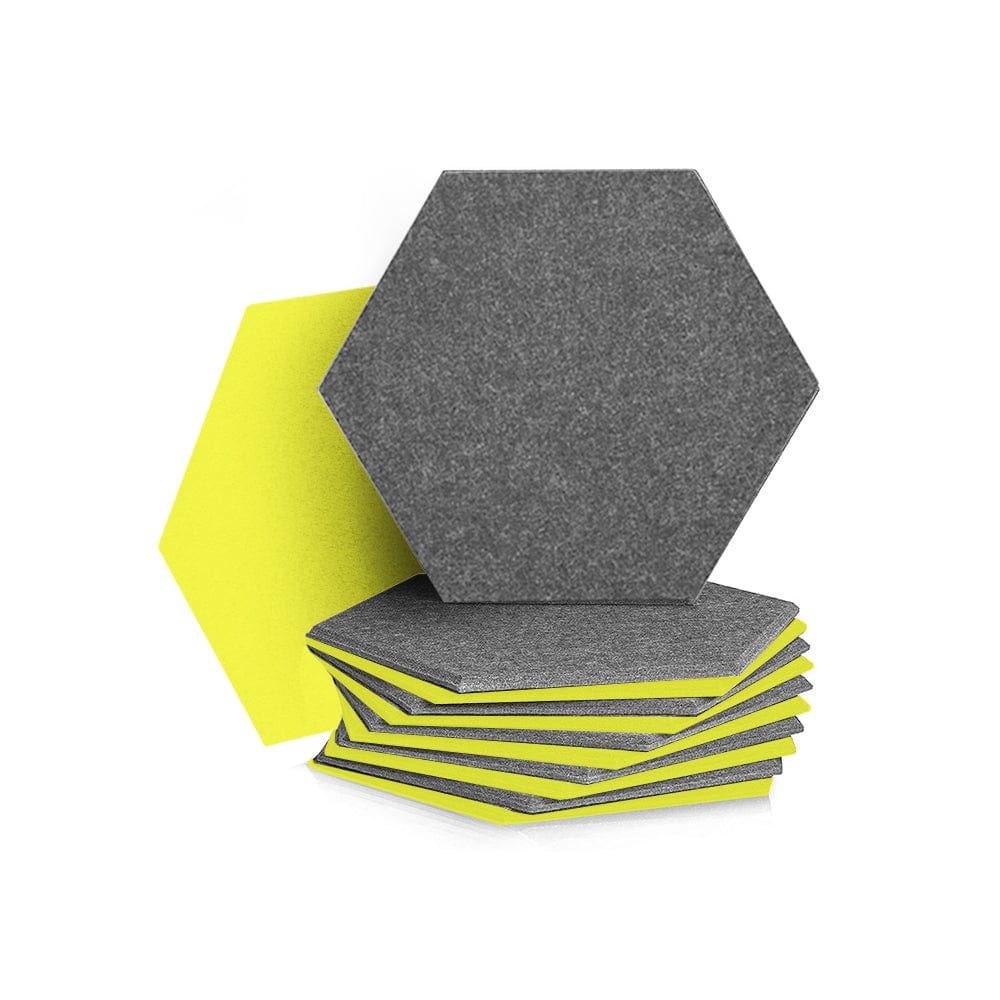 silexofy Hexagon Felt Sound Absorbing Wall Panel - Gray and Yellow - KK1224