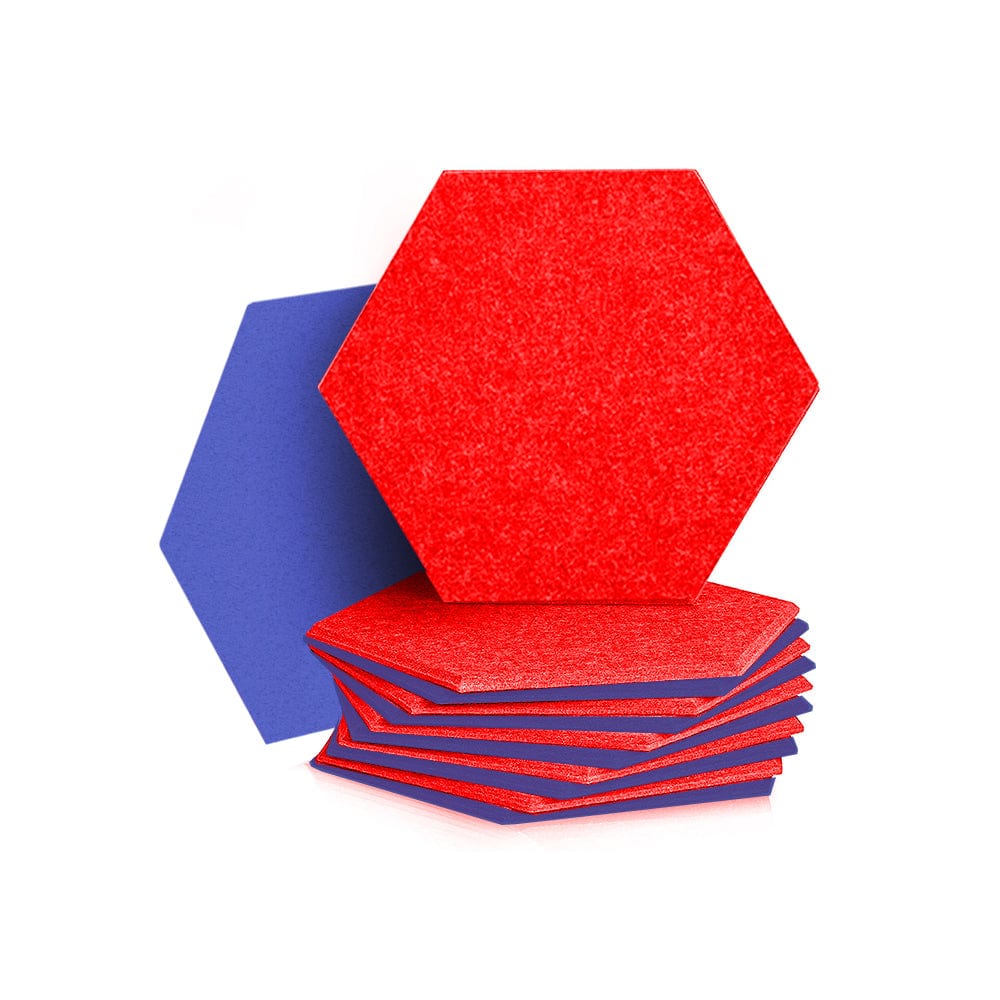 silexofy Hexagon Felt Sound Absorbing Wall Panel - Red and Blue - KK1224