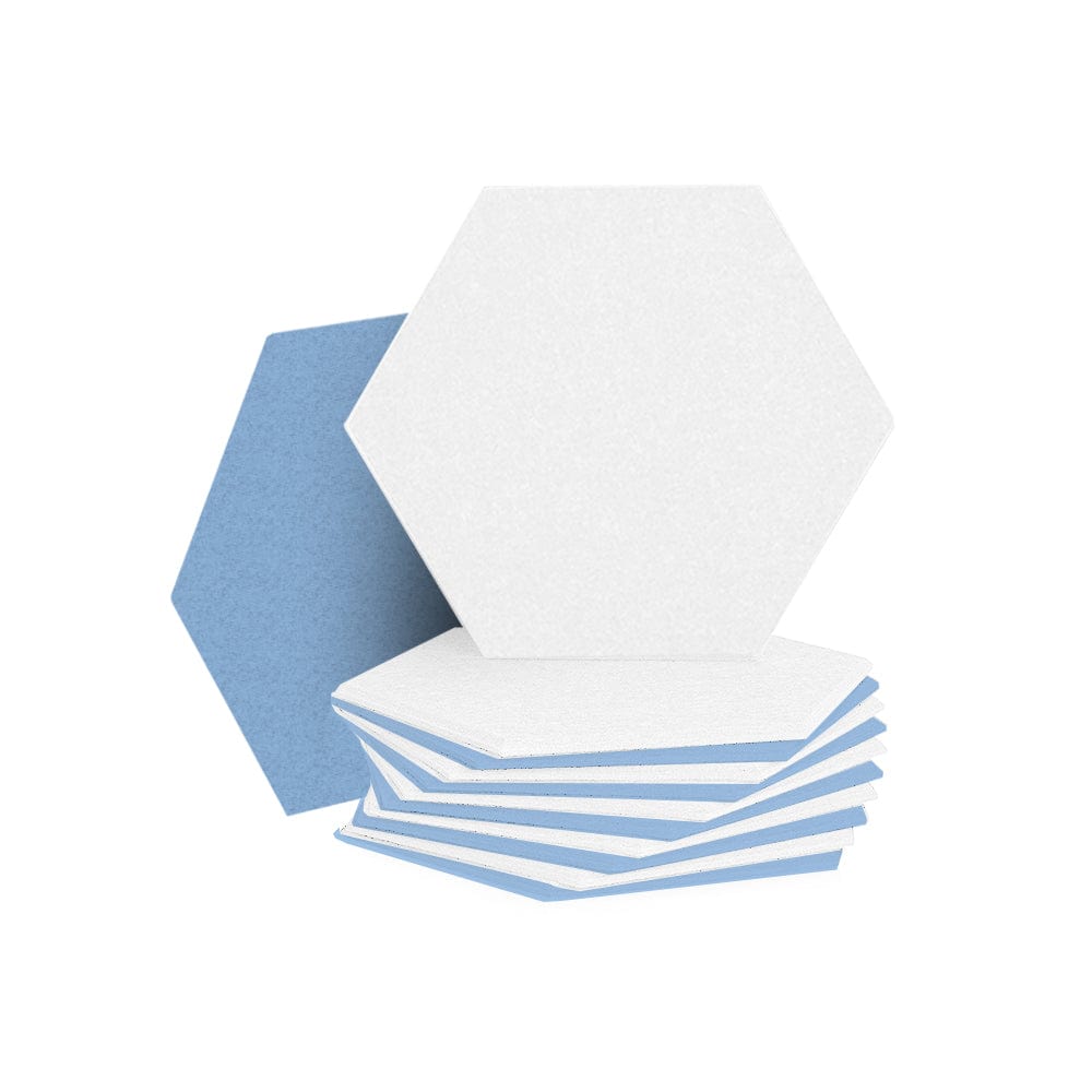 silexofy Hexagon Felt Sound Absorbing Wall Panel - White and Baby Blue - KK1224