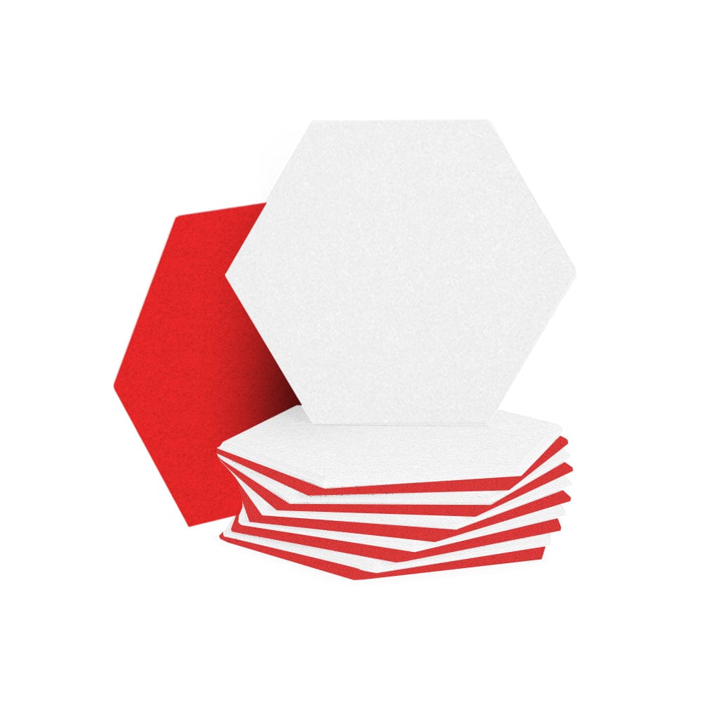 silexofy Hexagon Felt Sound Absorbing Wall Panel - White and Red - KK1224