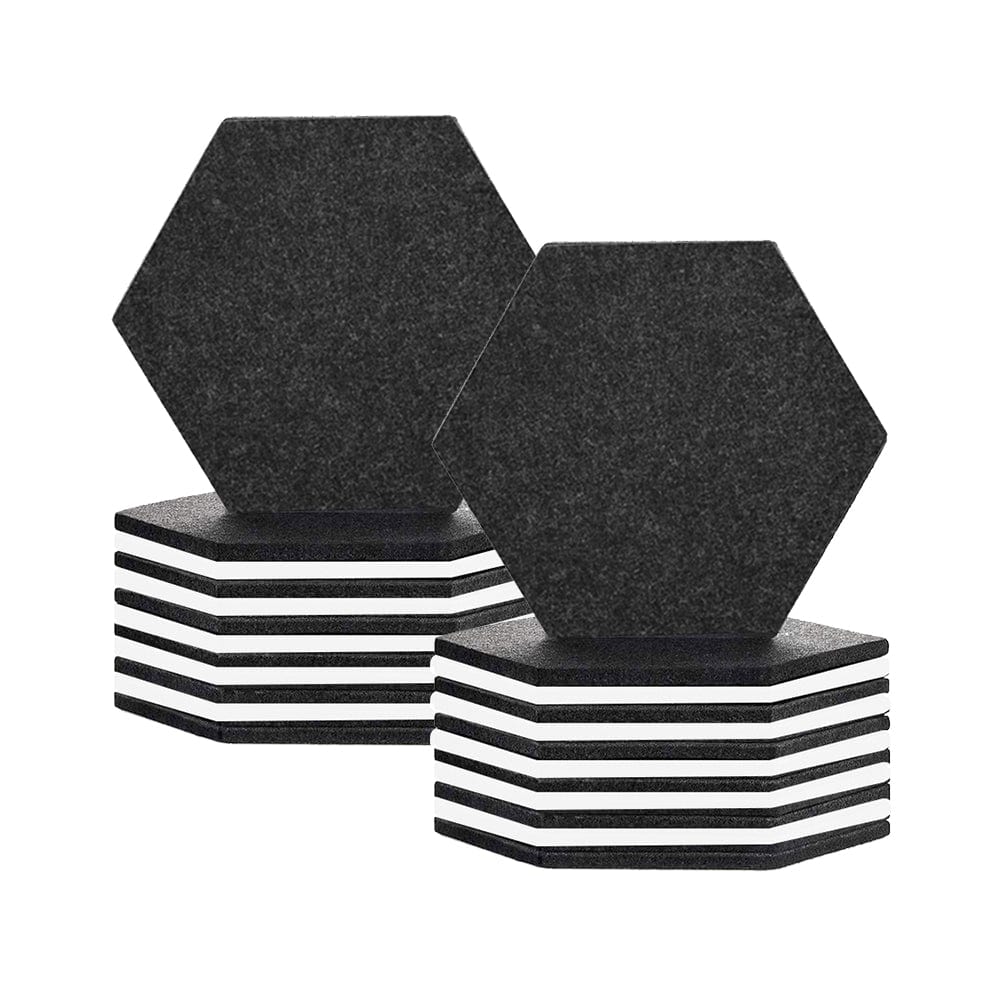 silexofy Hexagon Felt Sound Absorbing Wall Panel - Black and White - KK1224