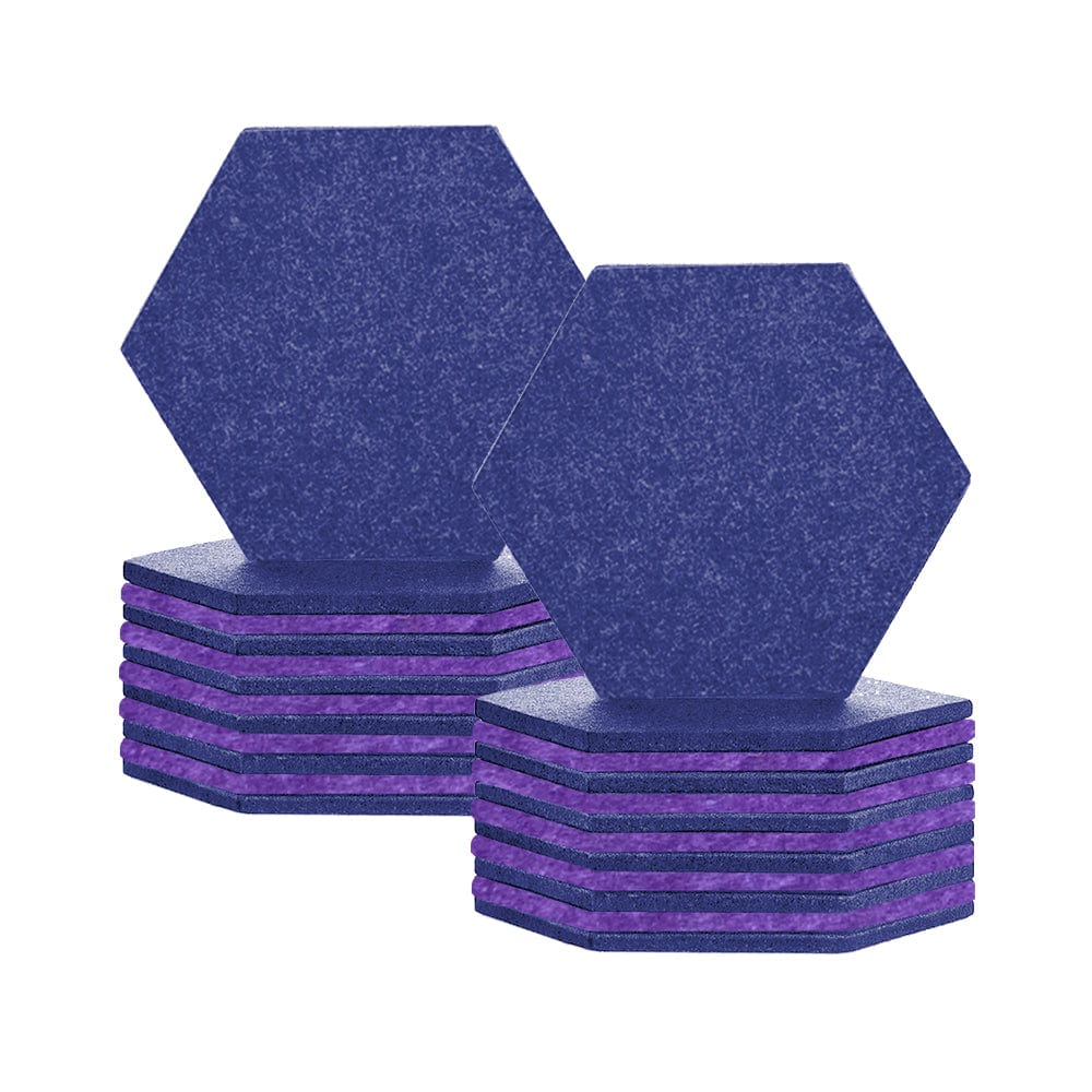 silexofy Hexagon Felt Sound Absorbing Wall Panel - Blue and Burgundy - KK1224