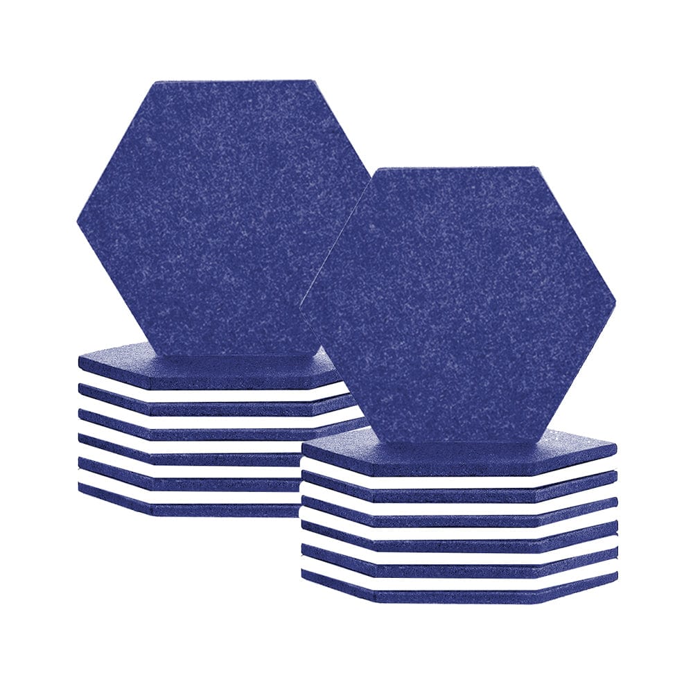 silexofy Hexagon Felt Sound Absorbing Wall Panel - Blue and White  - KK1224