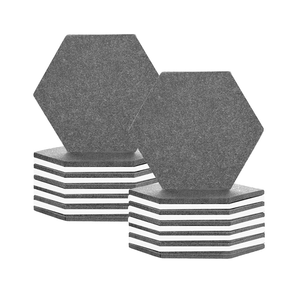 silexofy Hexagon Felt Sound Absorbing Wall Panel - Gray and White - KK1224